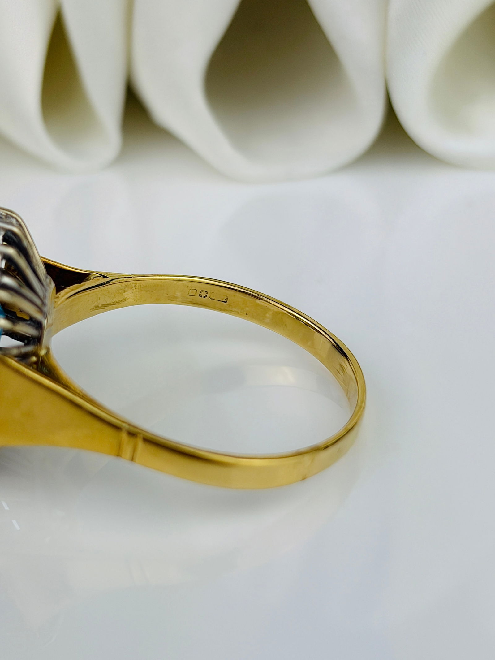 Vintage Aquamarine and Diamond 18ct Gold and Platinum Cluster Ring - 4