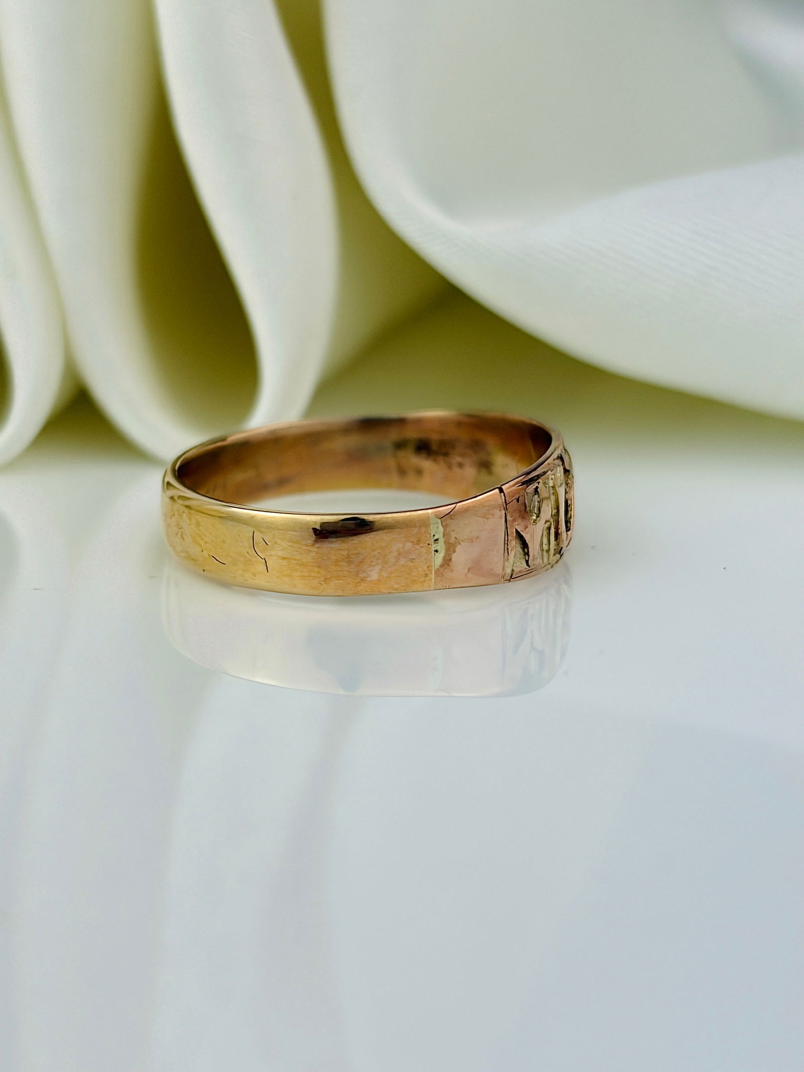 antique 9ct gold mizpah ring - 2