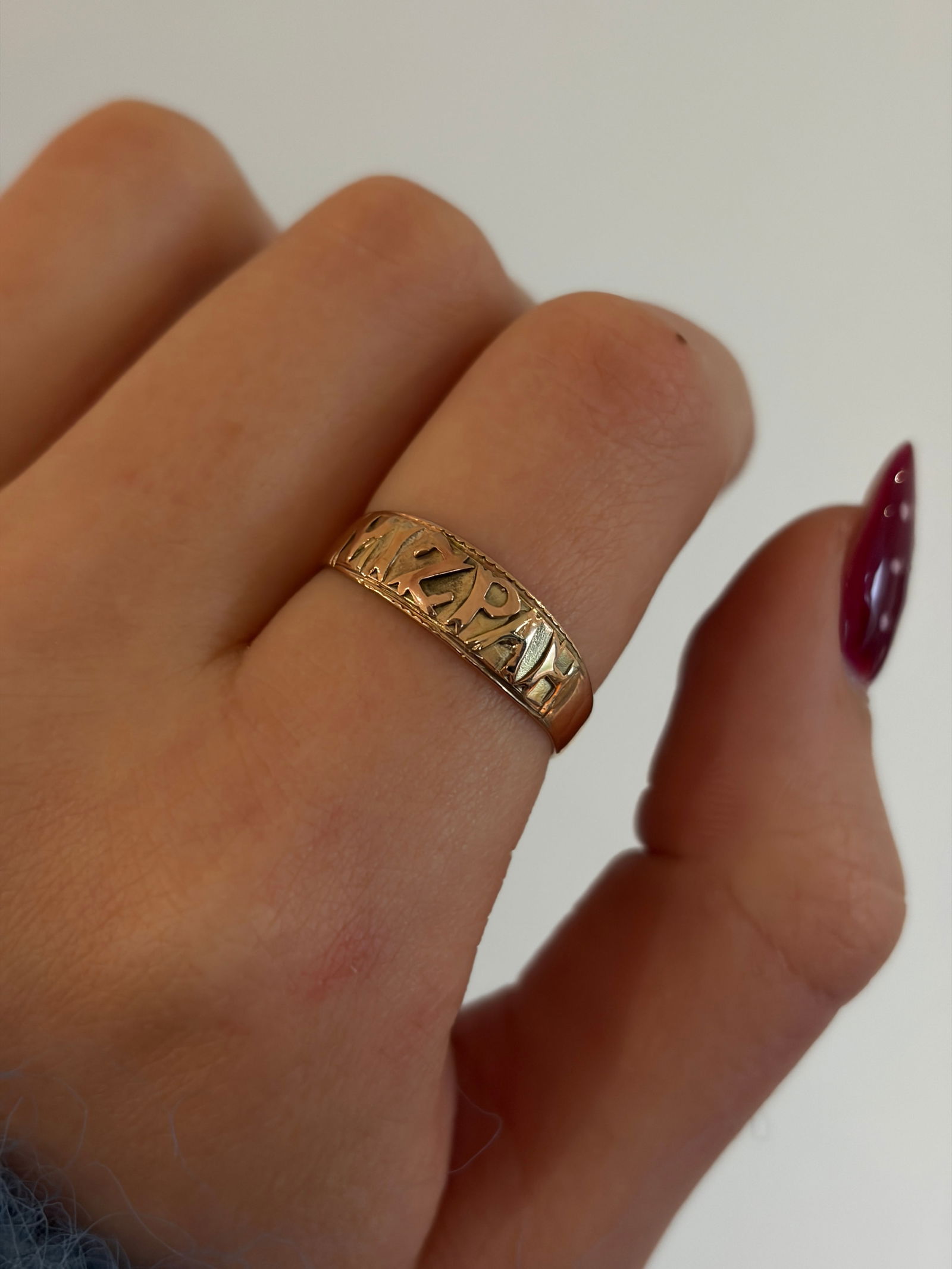 antique 9ct gold mizpah ring - 8