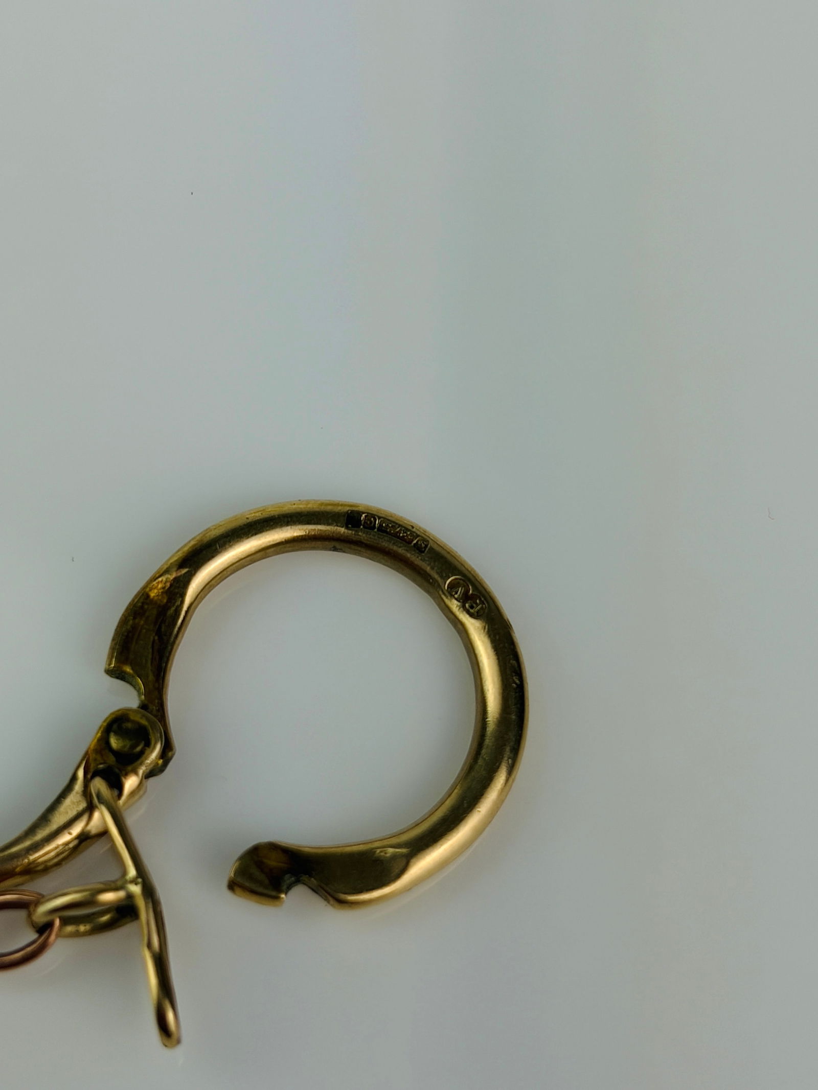 antique 9ct gold heavy spinning fob seal and clip chain extender - 5