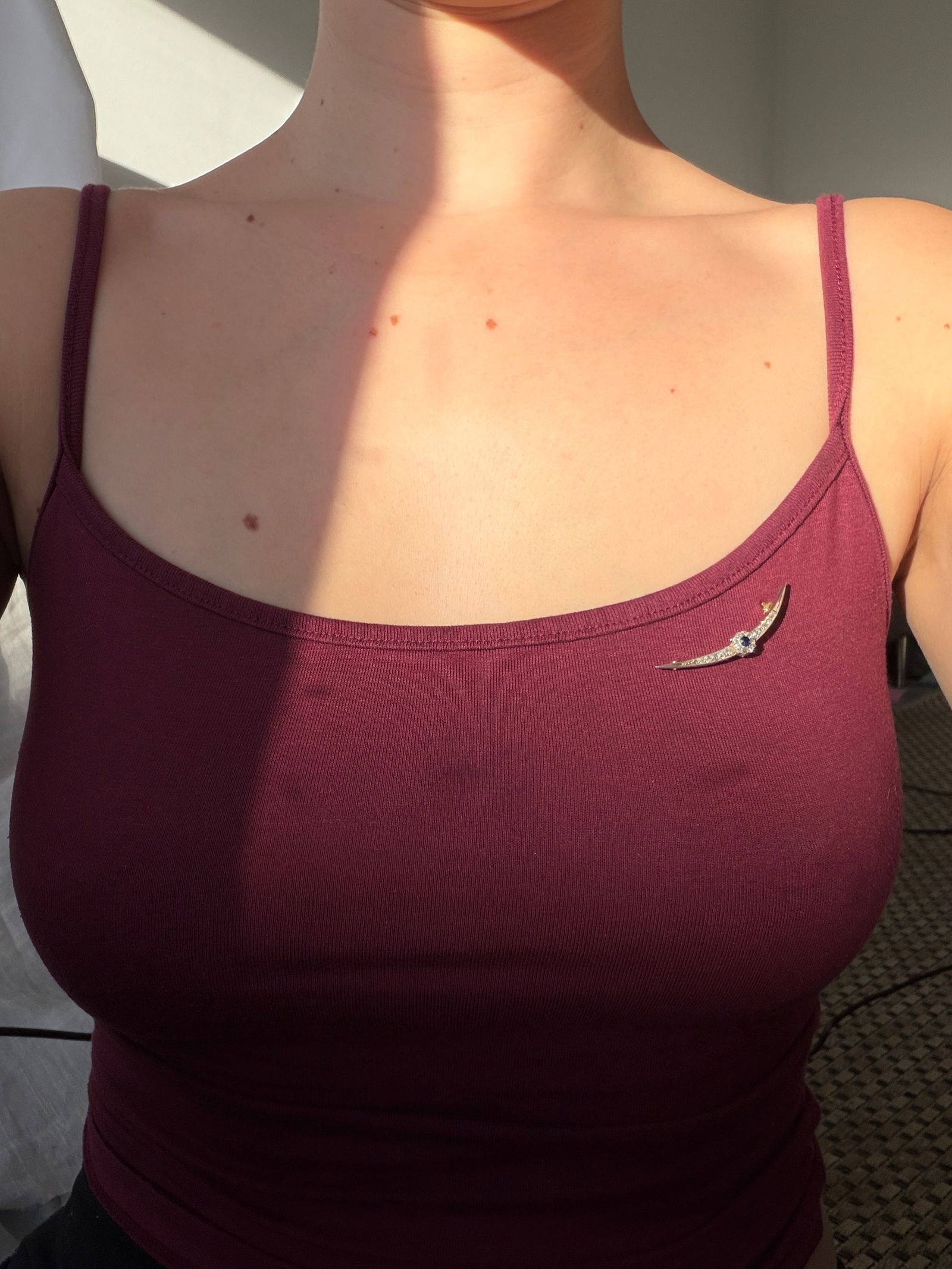 Antique Gold Sapphire and Diamond Crescent / Flower Brooch in Fitted Box - 9