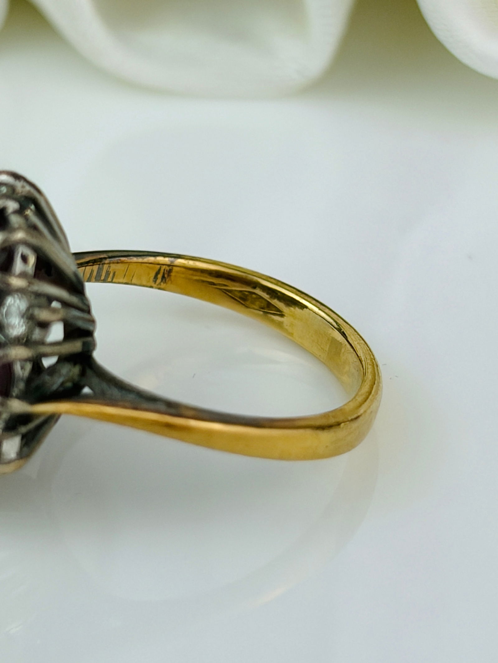 chunky 18ct yellow gold ruby and diamond cluster / flower ring - 4