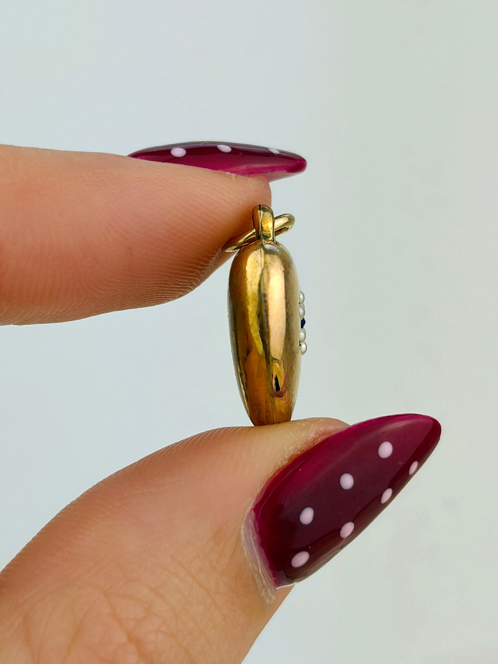 antique pearl and paste heart pendant - 2