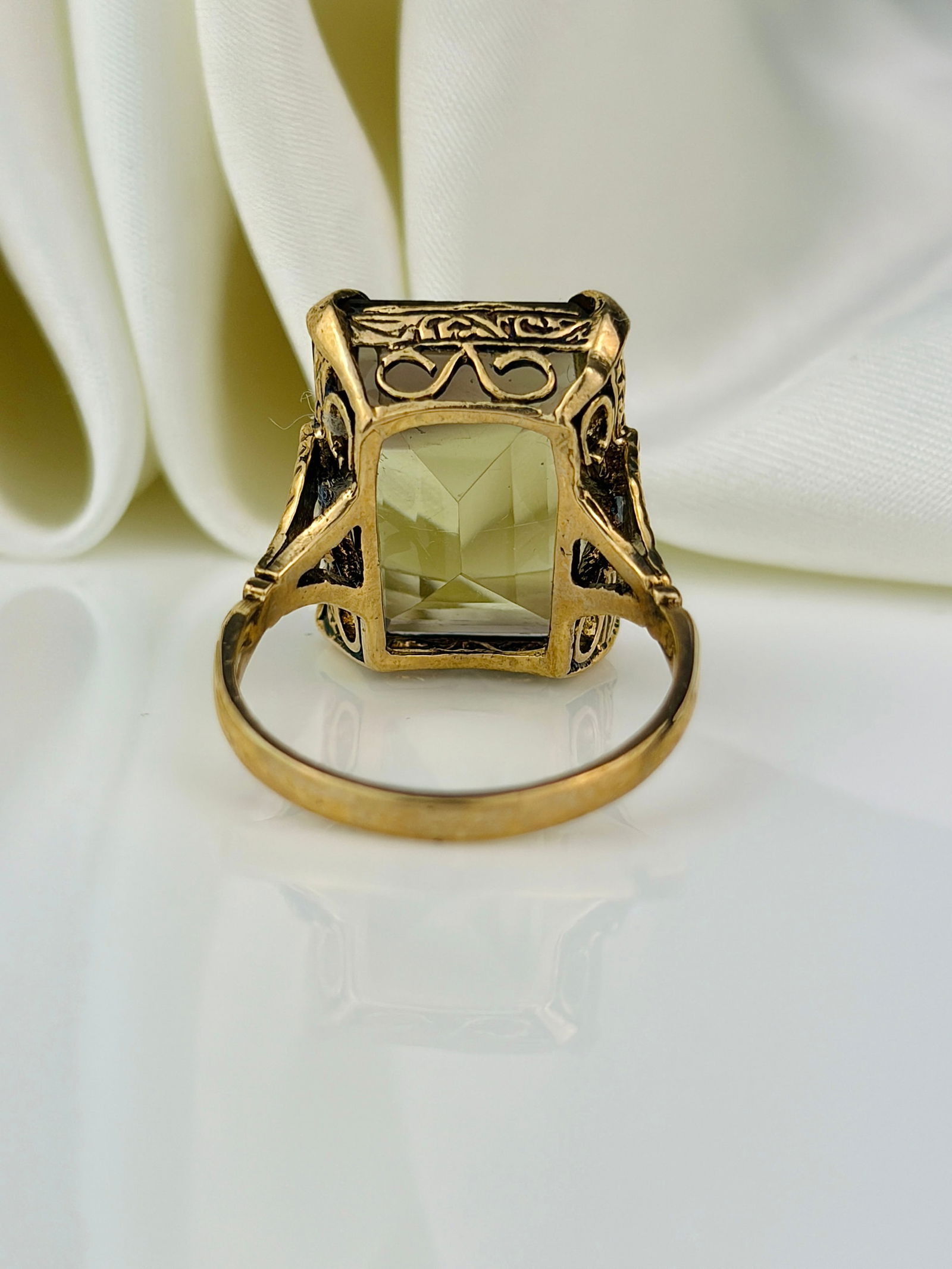 large vintage 9ct gold citrine cocktail ring - 3