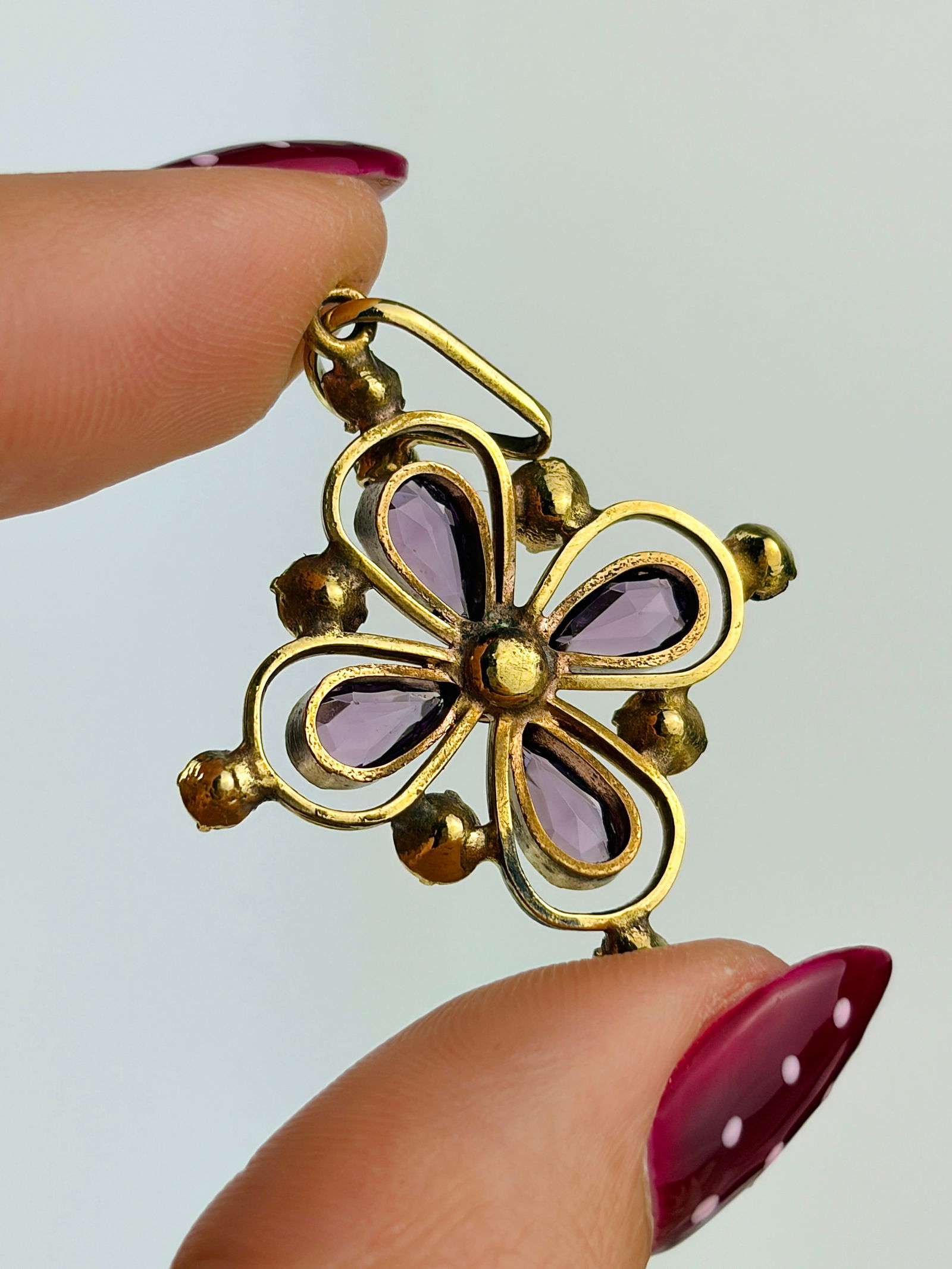 sweet vintage amethyst floral pendant - 4