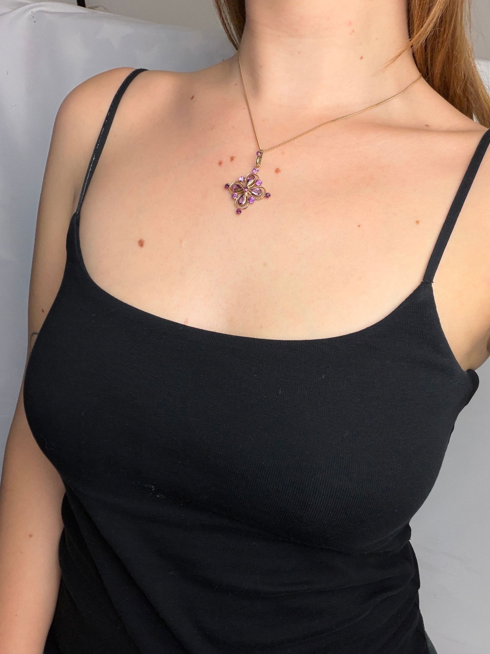 sweet vintage amethyst floral pendant - 7