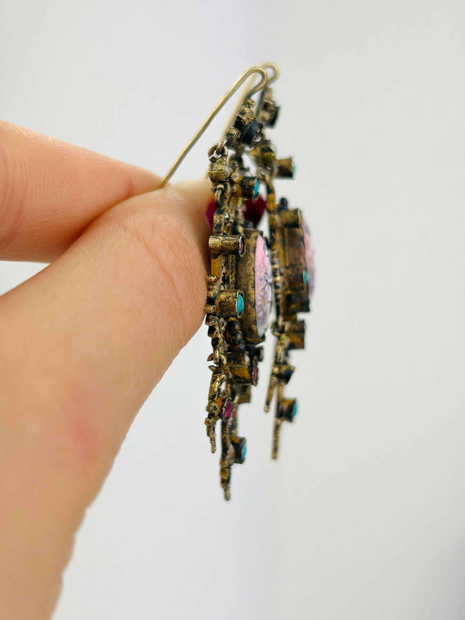 Incredible Antique Boxed Austro Hungarian Locket Back Necklace and Earrings Suite - 7