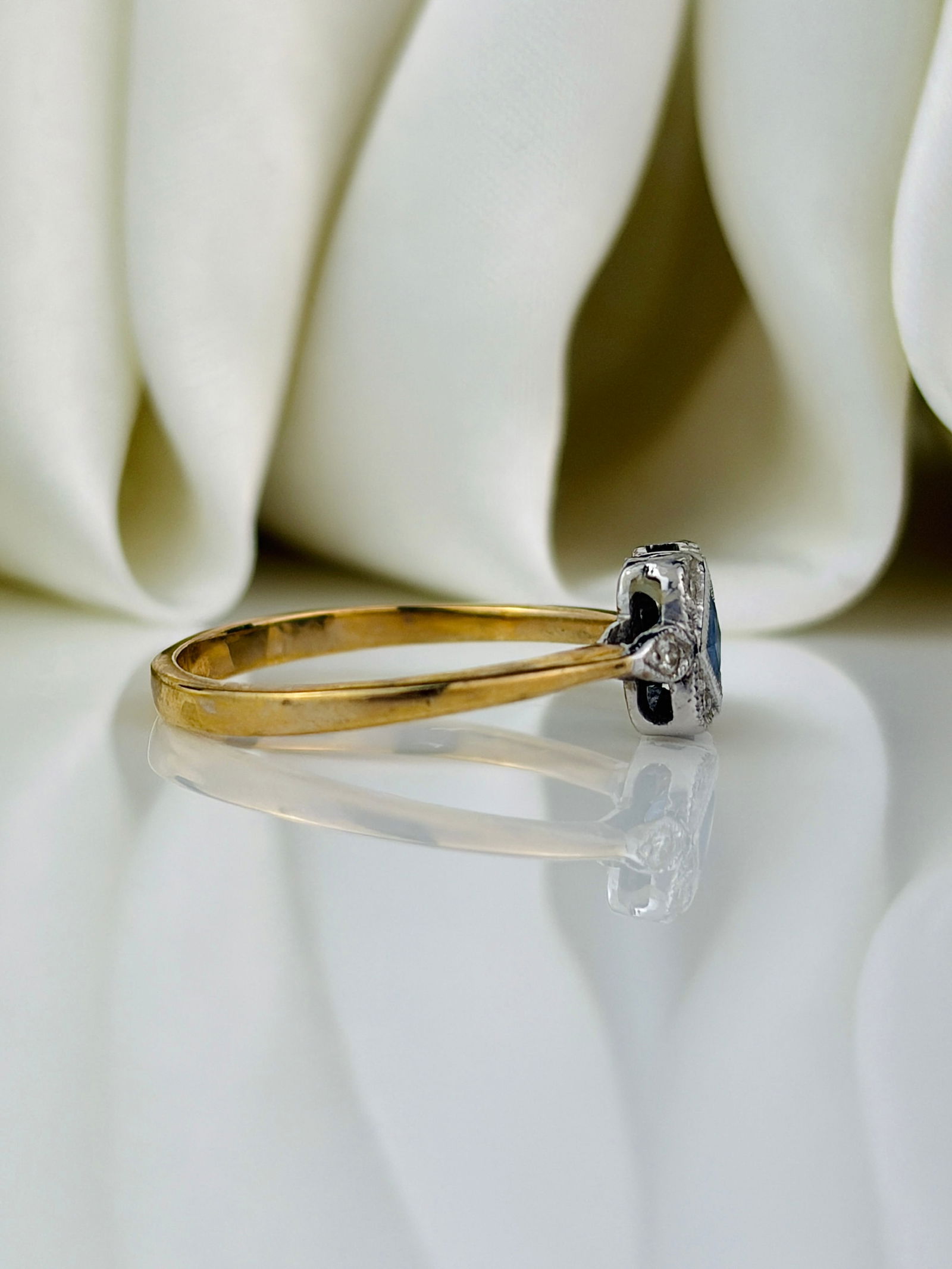 Sapphire and Diamond Square Ring in 9ct Gold - 2