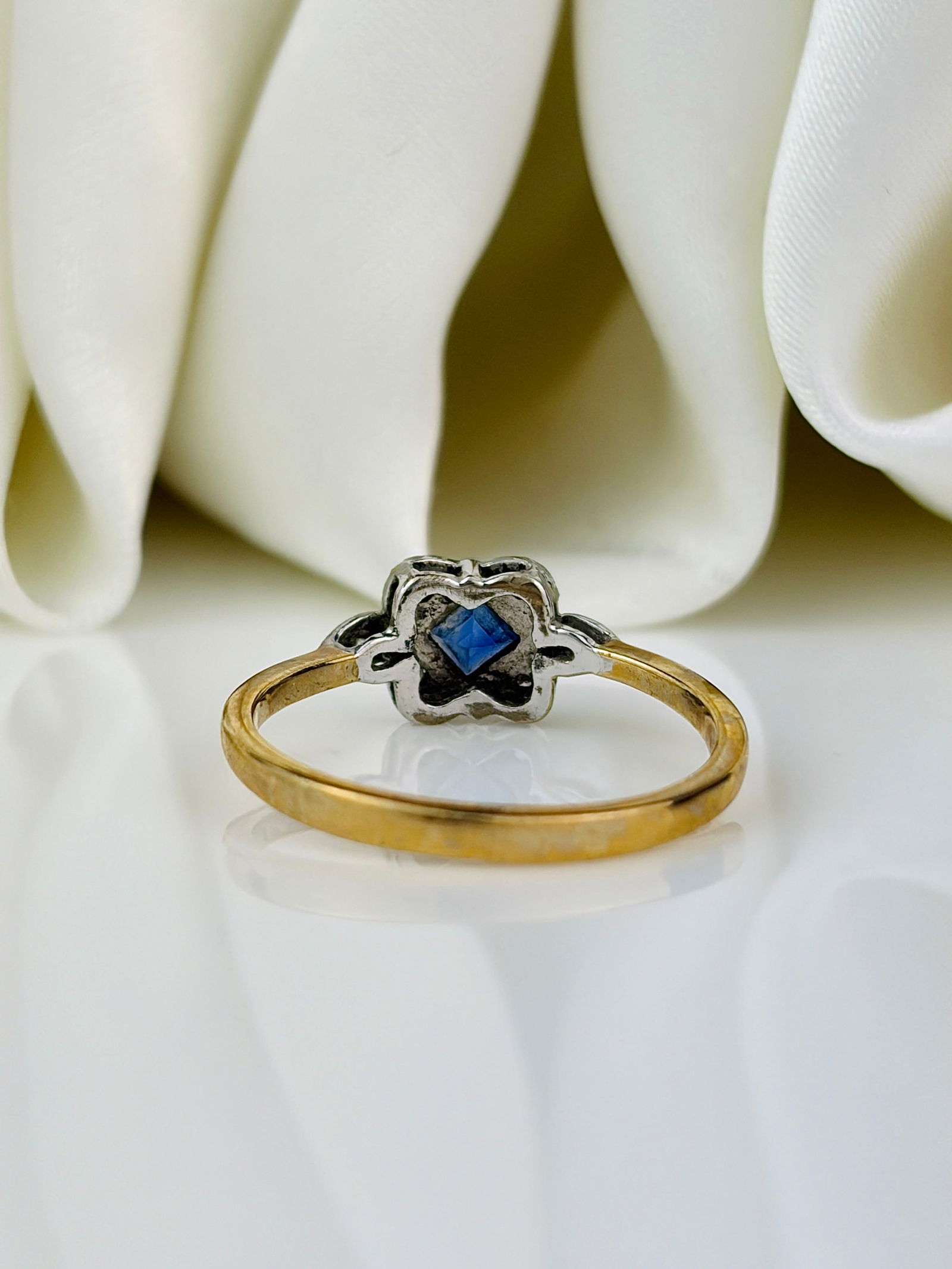 Sapphire and Diamond Square Ring in 9ct Gold - 3