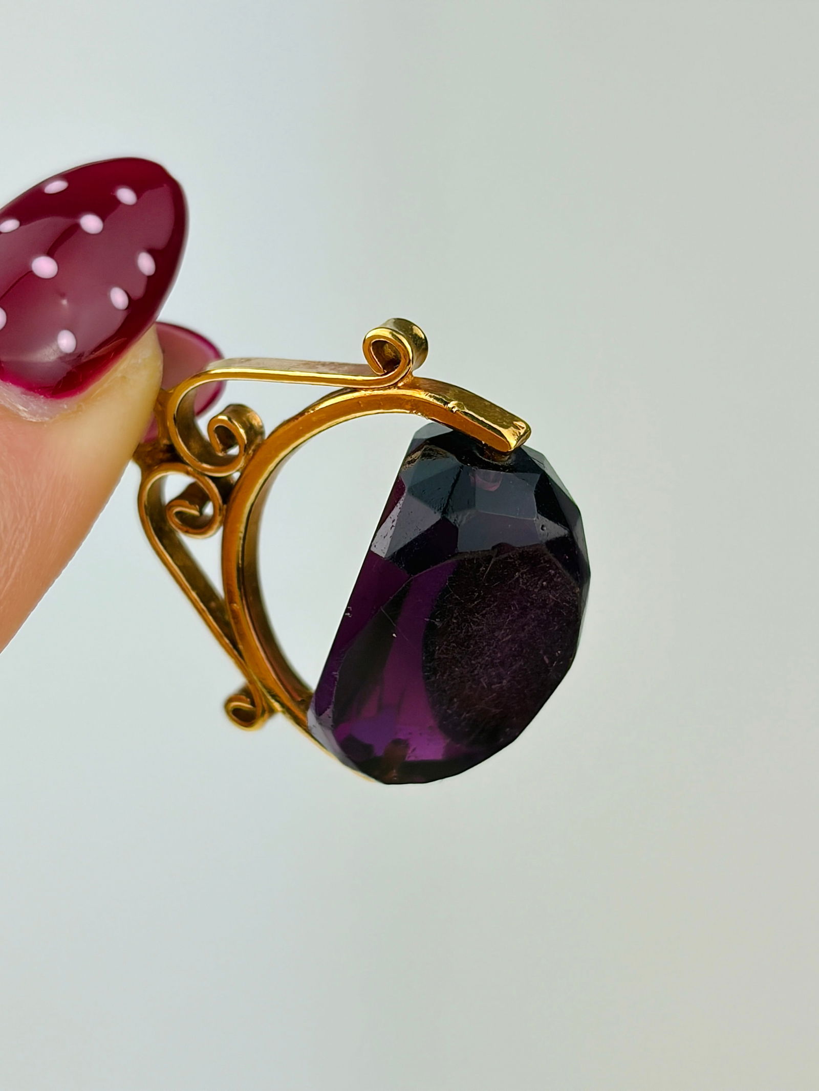 antique amethyst spinning fob seal pendant - 3