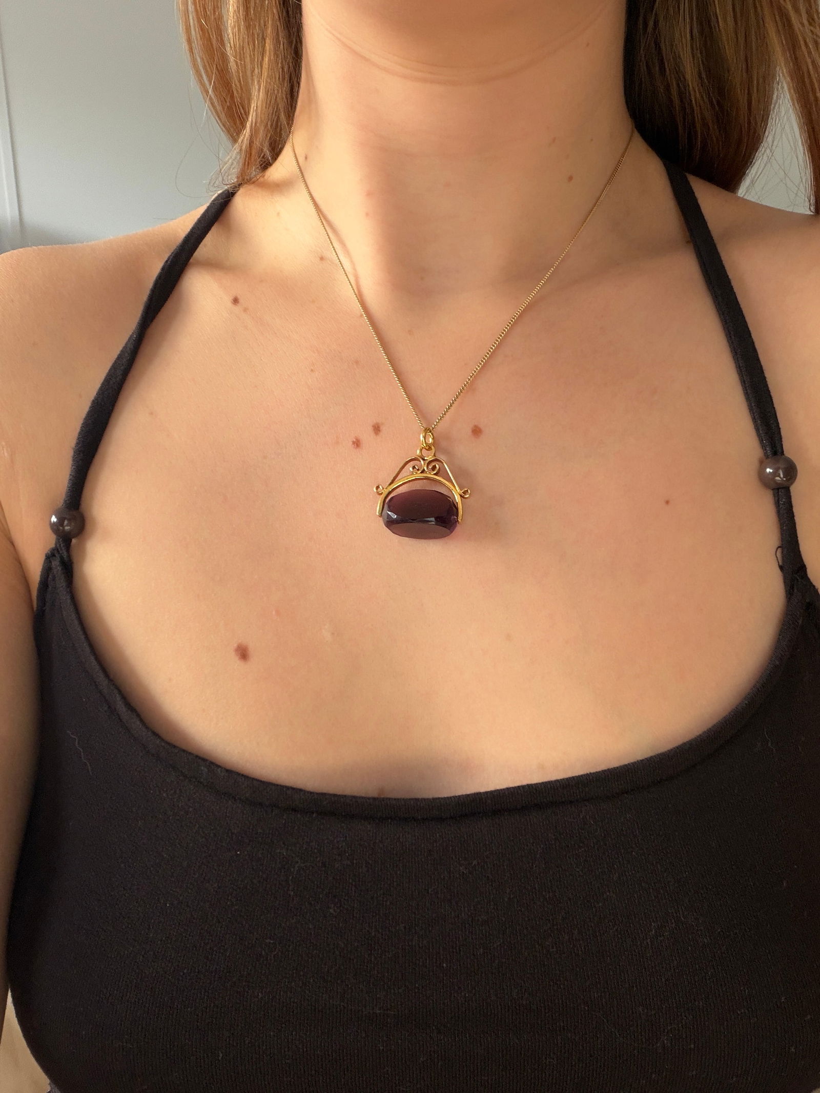 antique amethyst spinning fob seal pendant - 4