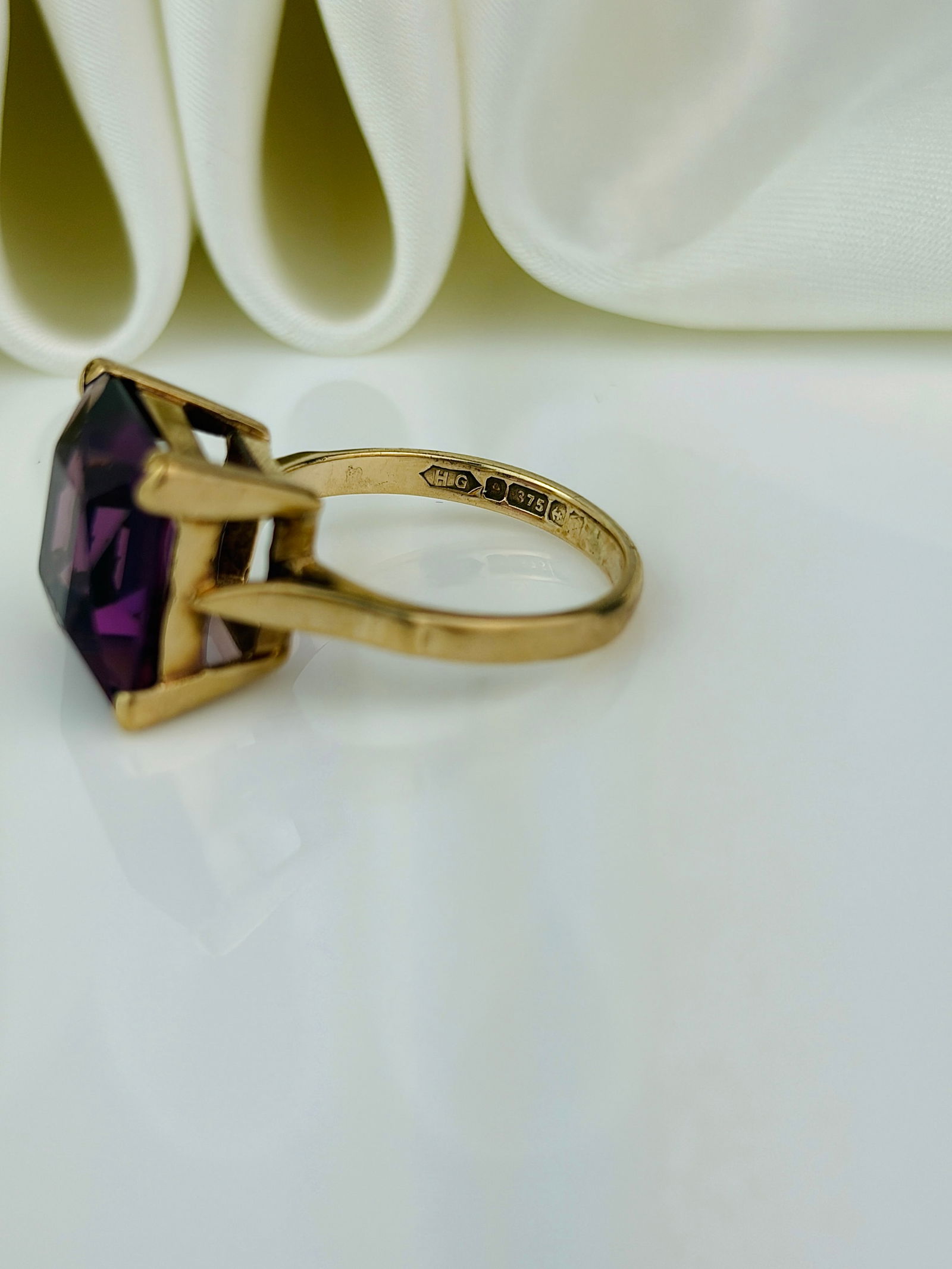 vintage 9ct gold amethyst cocktail ring - 4