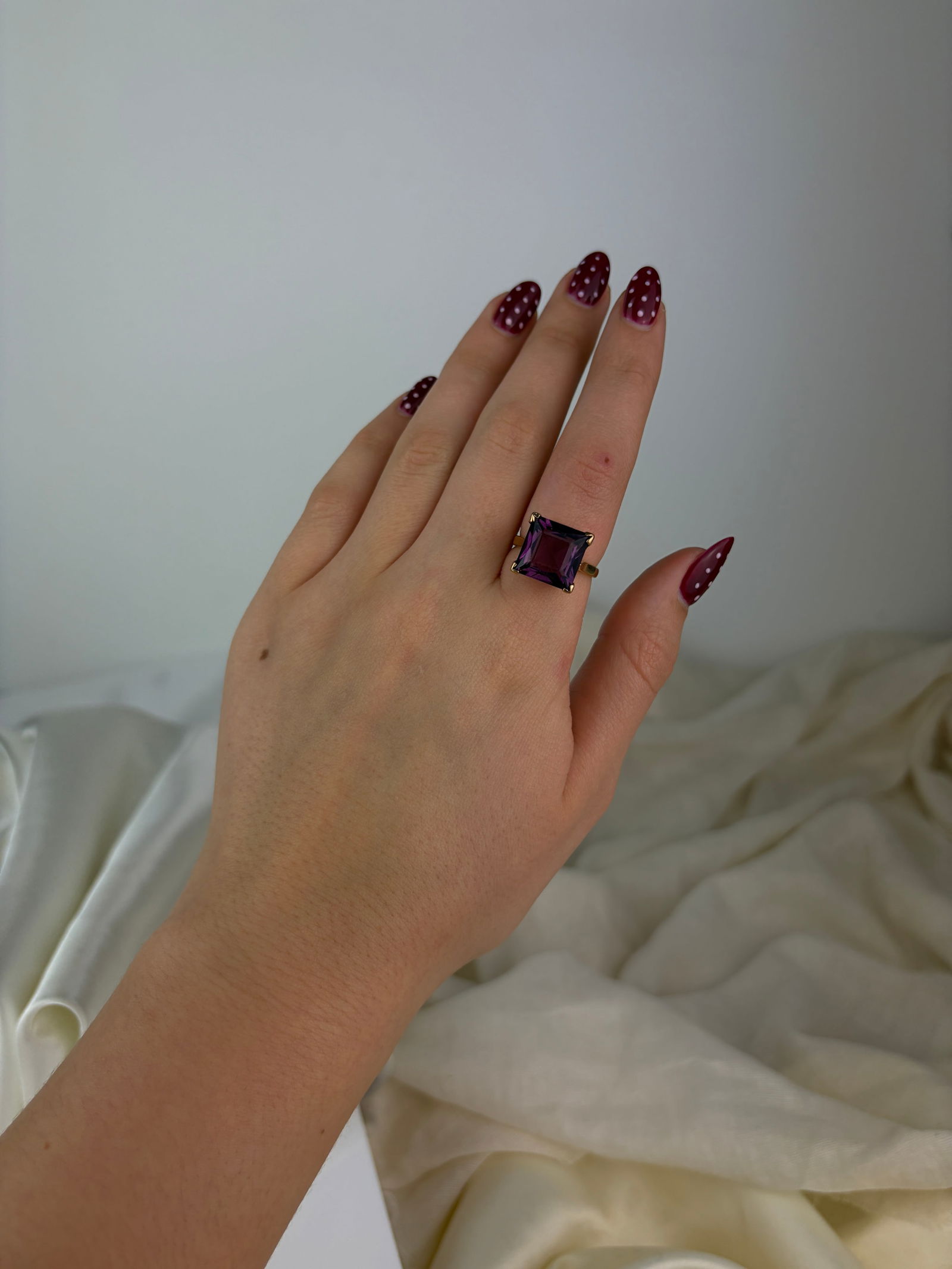 vintage 9ct gold amethyst cocktail ring - 7