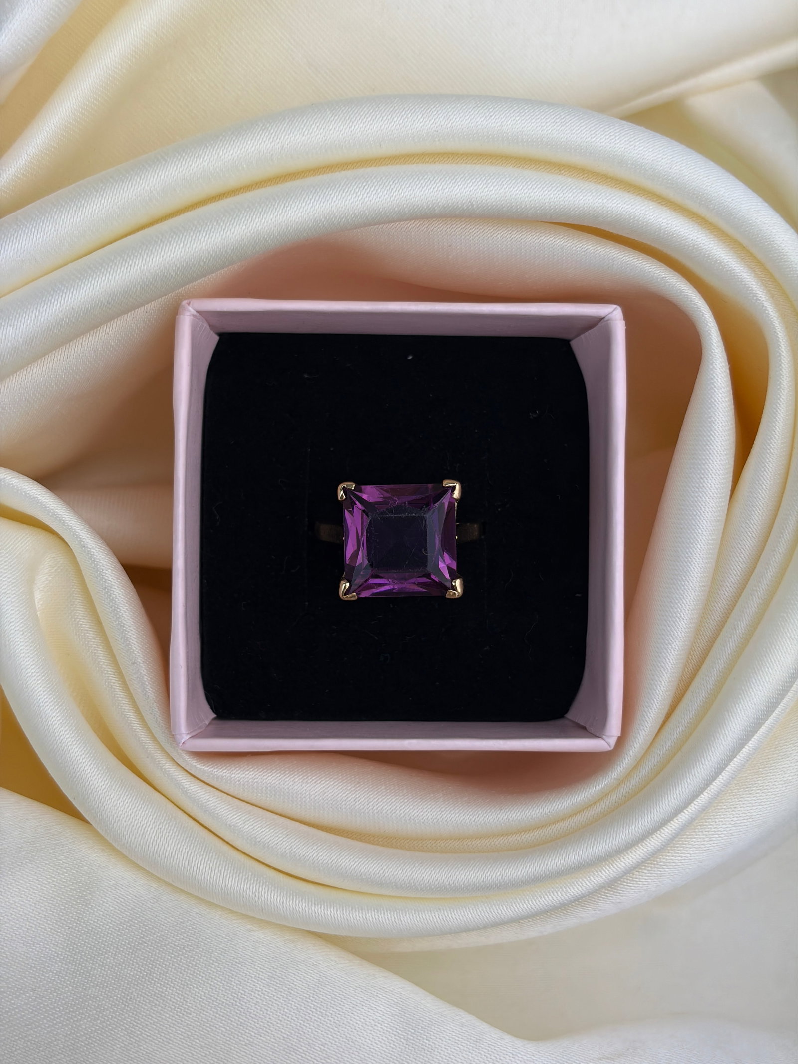 vintage 9ct gold amethyst cocktail ring - 9