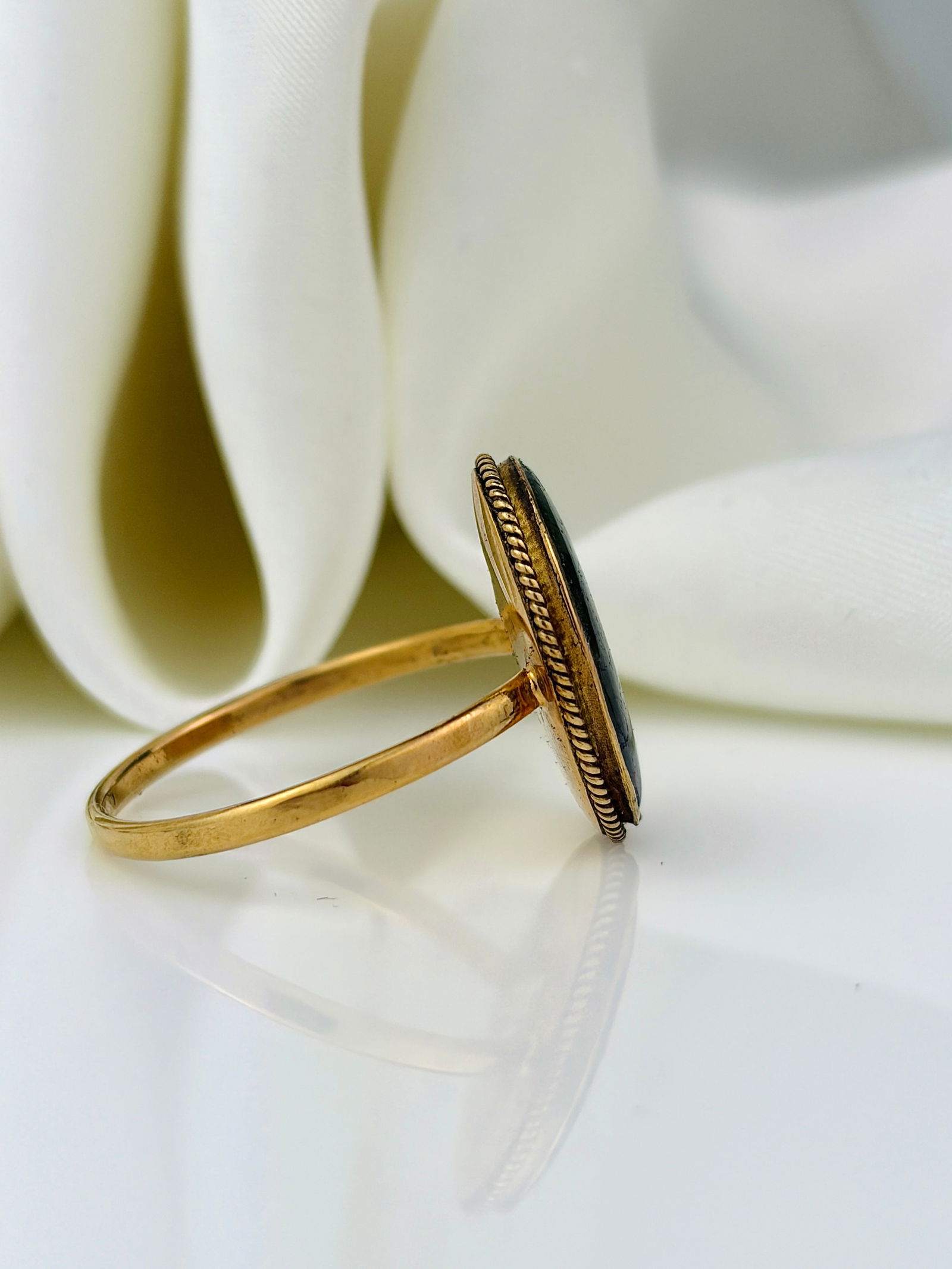 antique 15ct yellow gold moss agate ring - 2