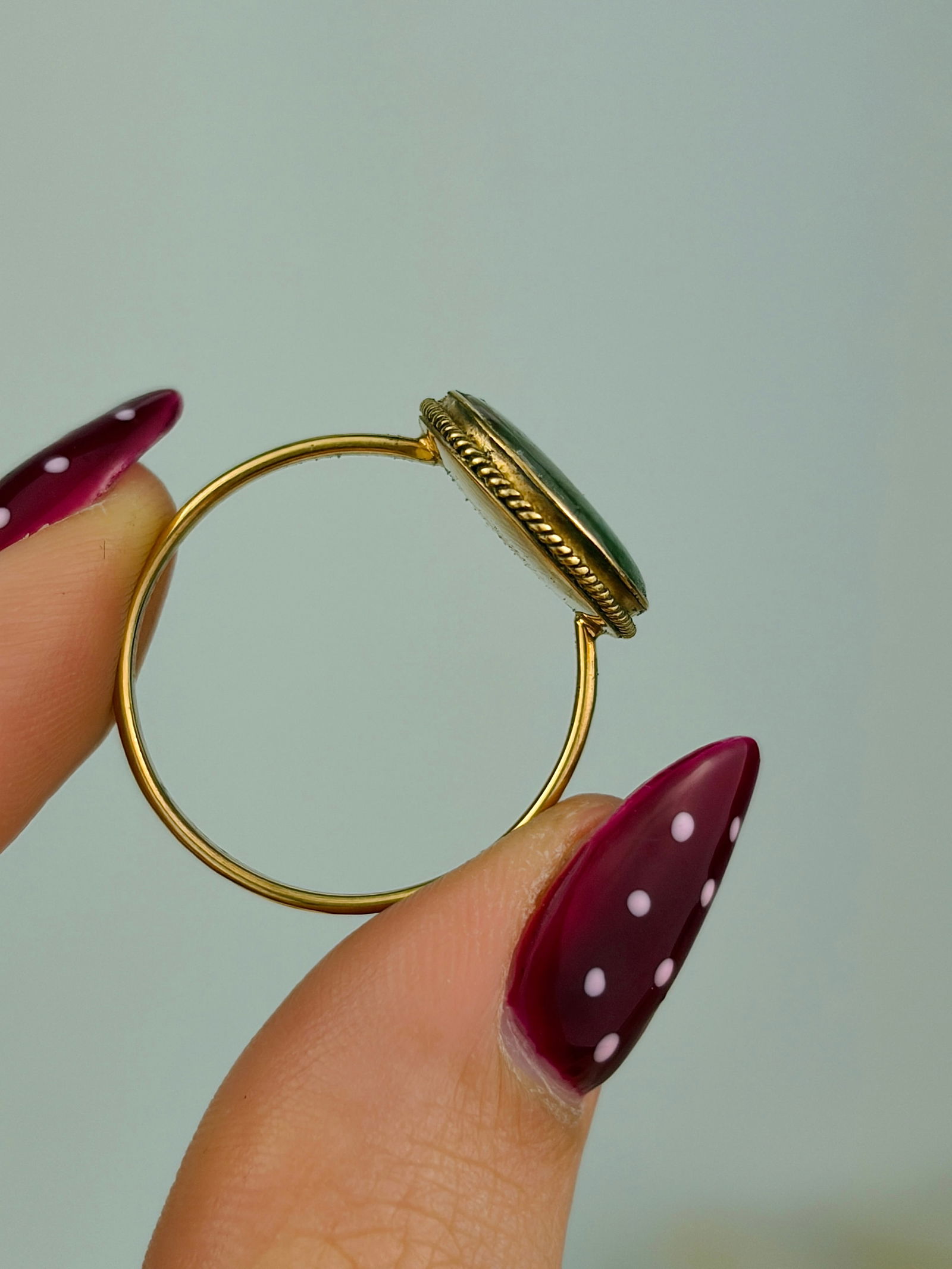 antique 15ct yellow gold moss agate ring - 6
