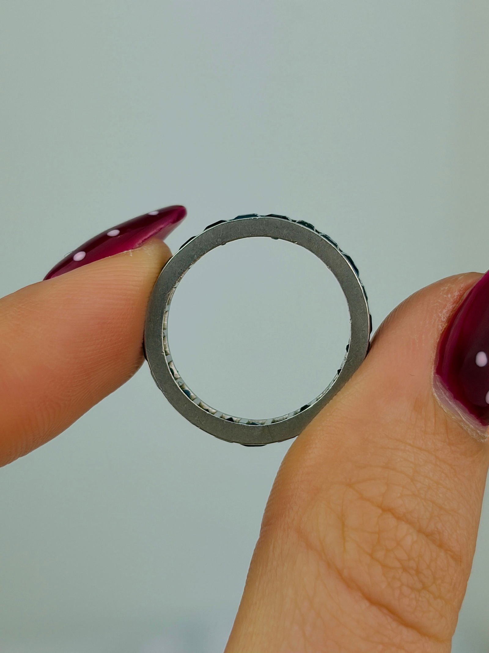 antique platinum sapphire full eternity band ring - 5