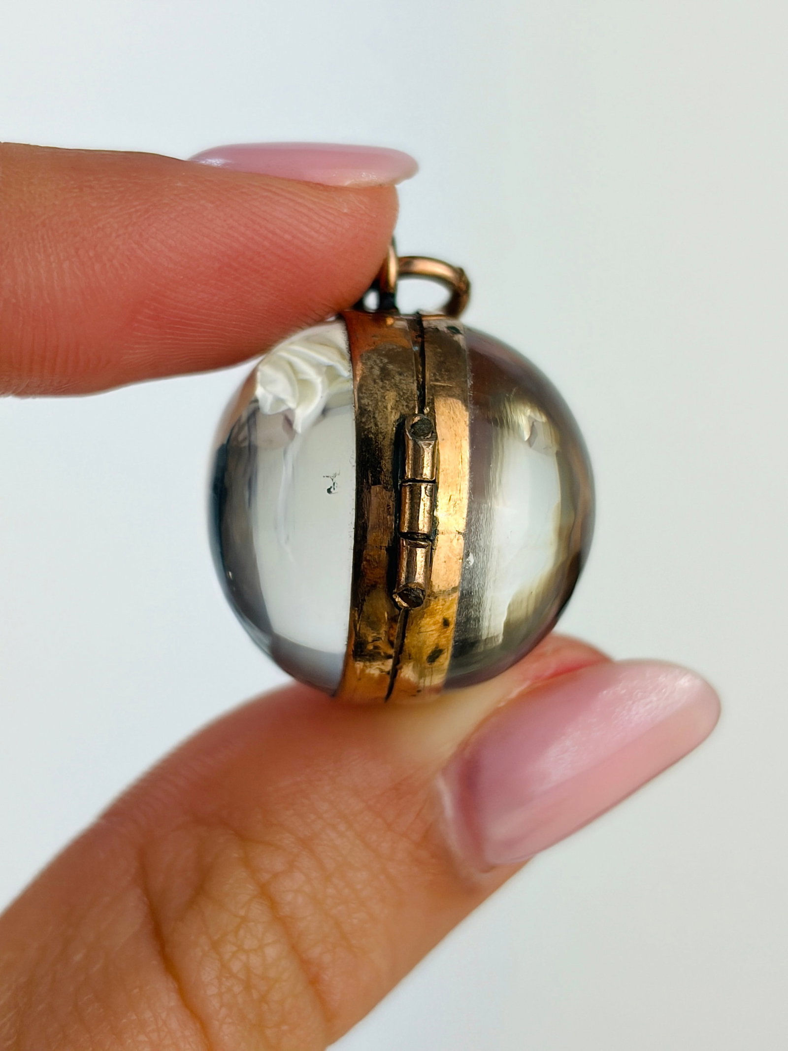 wonderful pool of light rock crystal orb locket pendant - 4