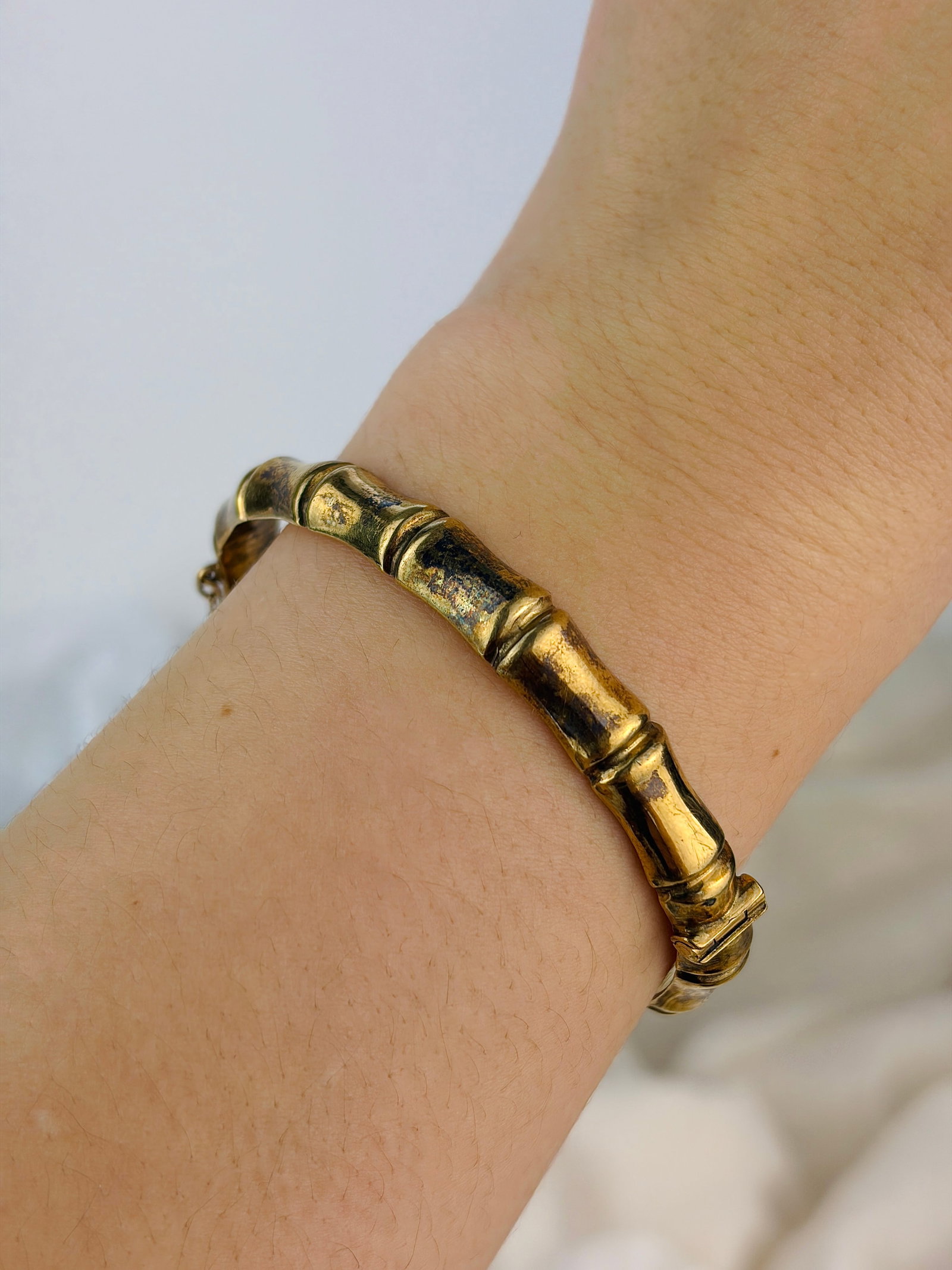 vintage 9ct rolled gold bamboo bangle bracelet - 6