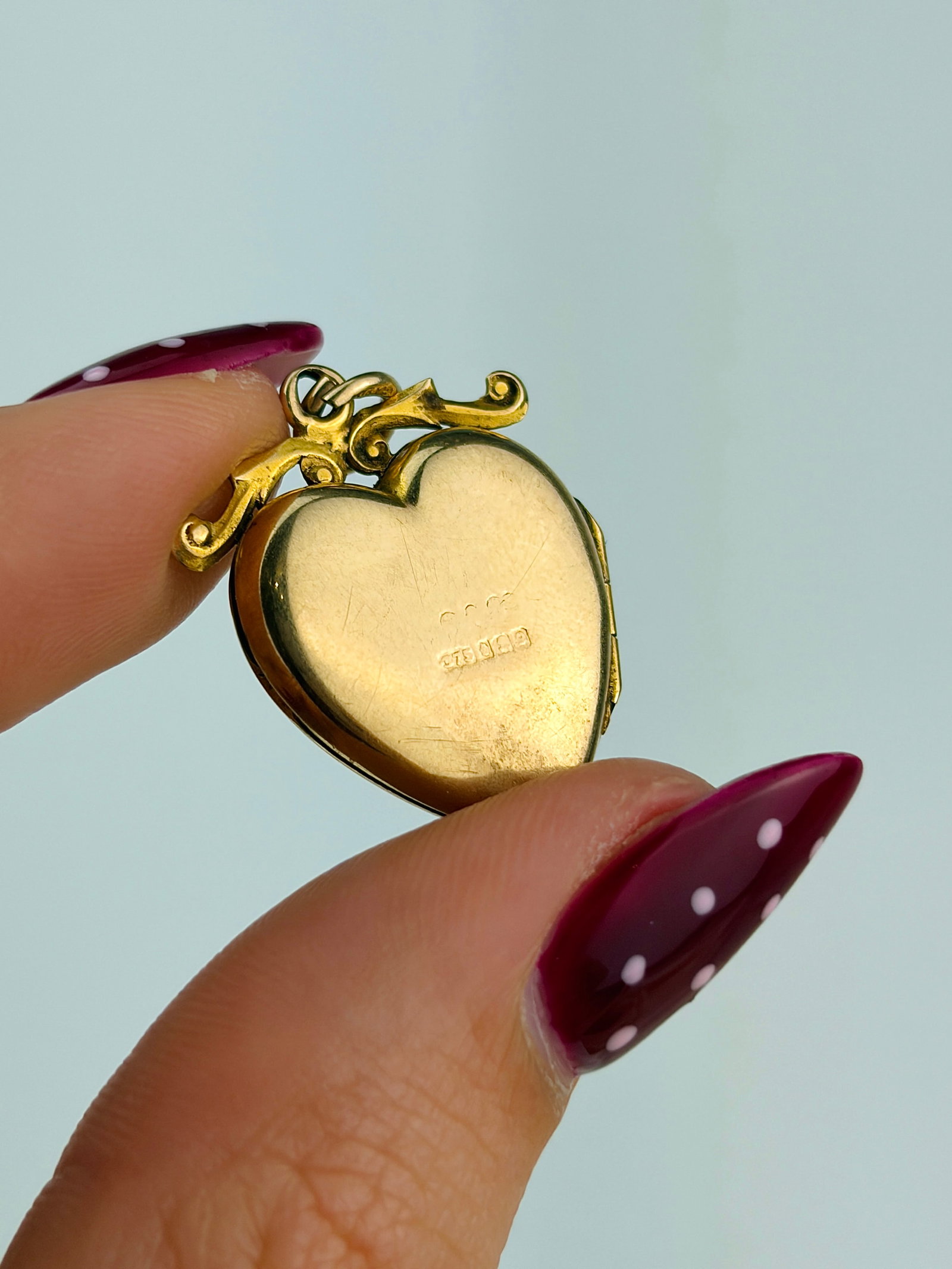 vintage 9ct yellow gold heart locket with star diamond pendant - 6
