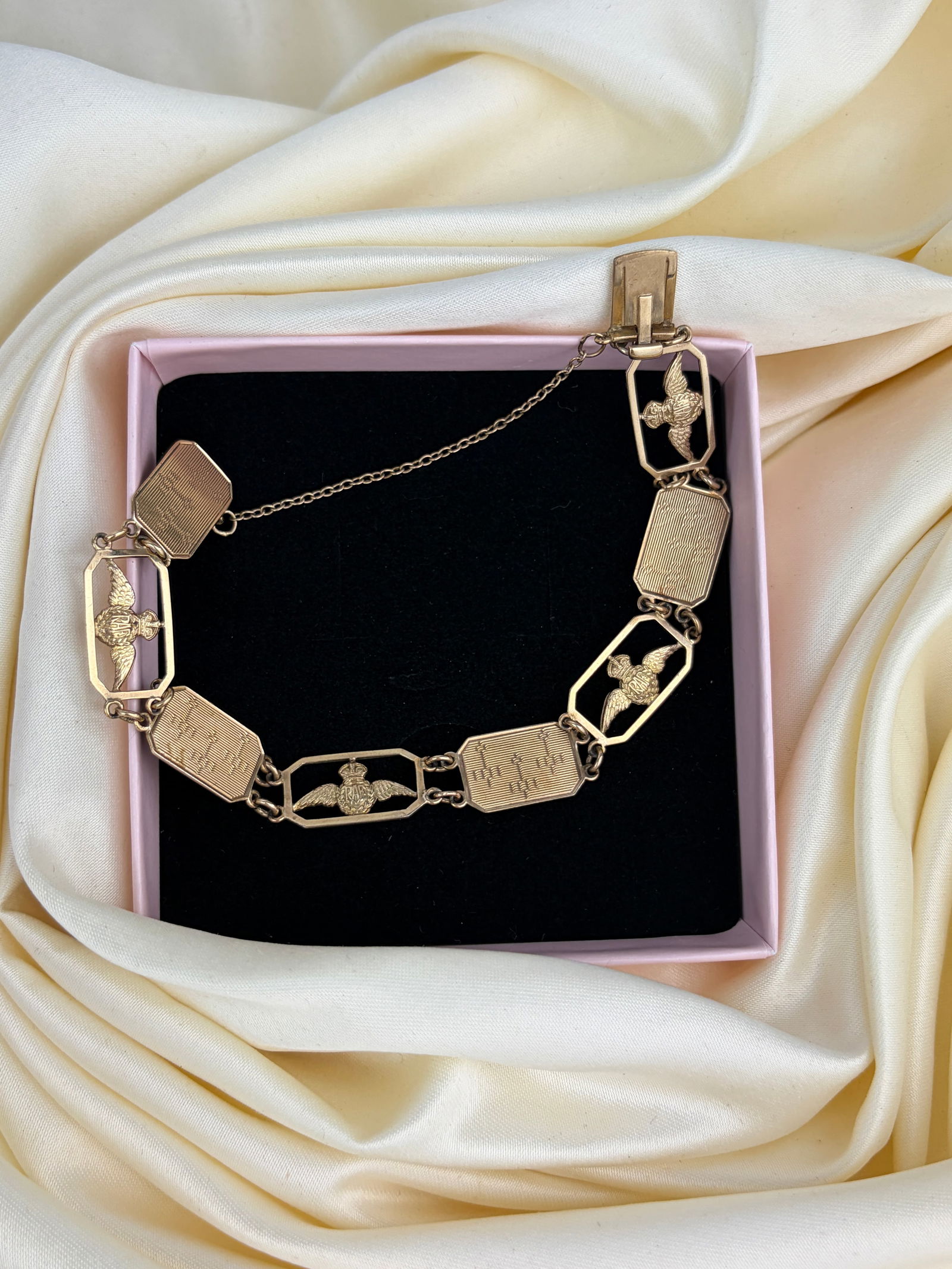 Vintage 9 Carat Yellow Gold 'RAF' Bracelet - 7