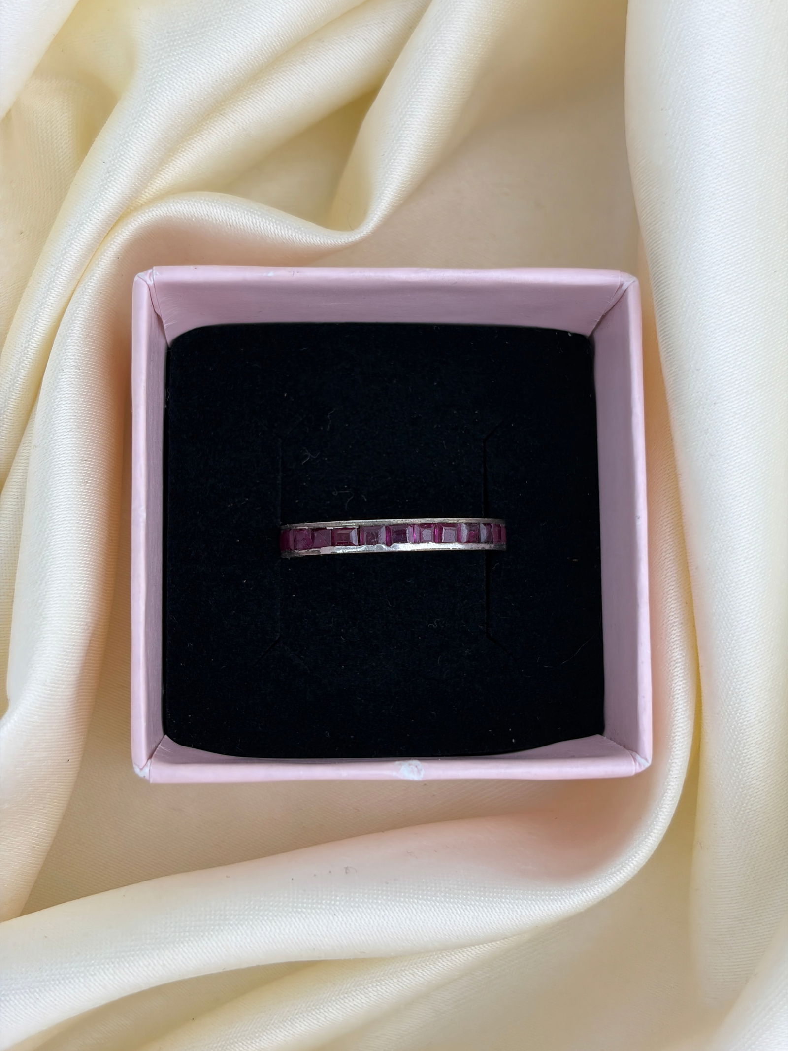 Vintage Ruby and Platinum Eternity Band - 5