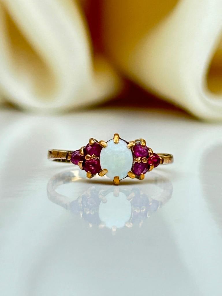 Sweet 9ct Gold Ruby and Opal Ring (1 of 7)