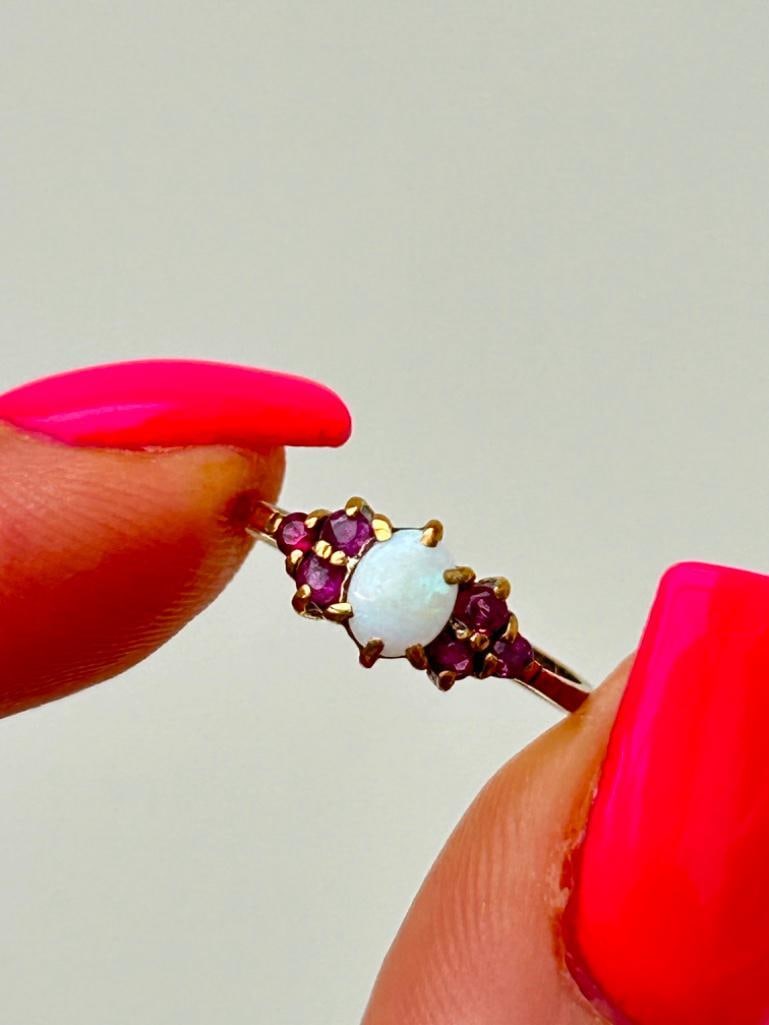 Sweet 9ct Gold Ruby and Opal Ring - 2