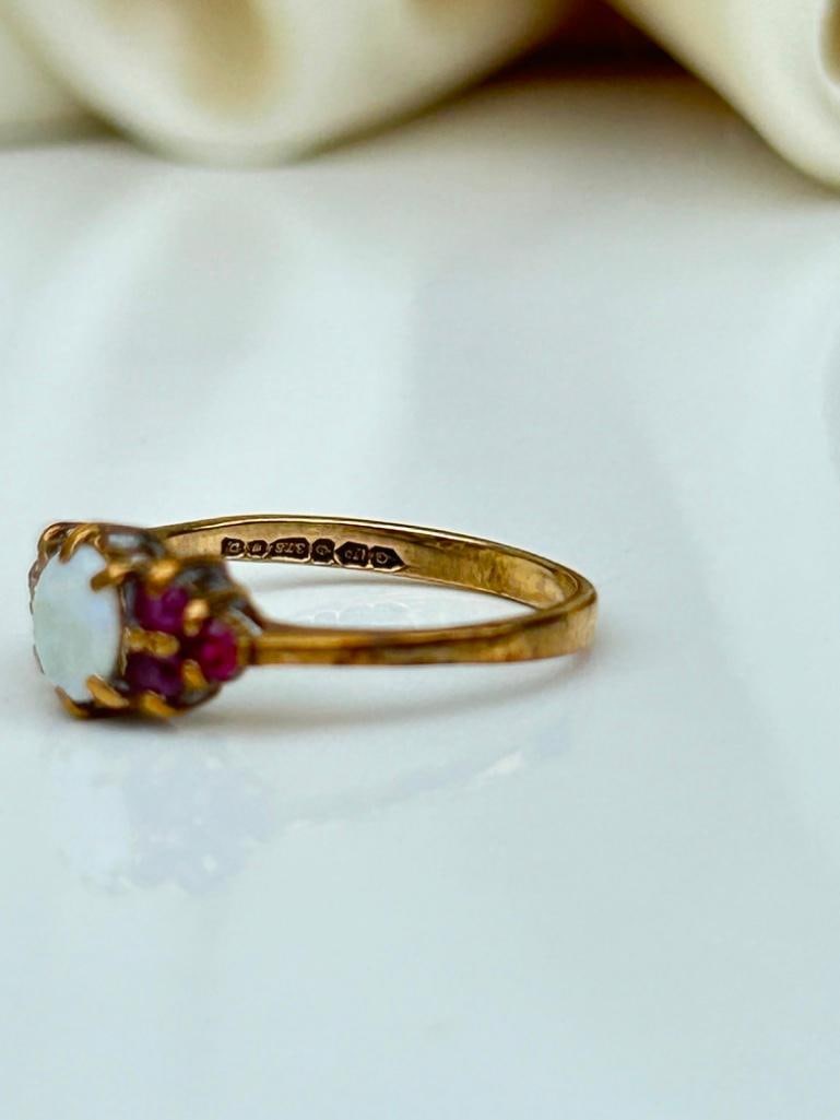 Sweet 9ct Gold Ruby and Opal Ring - 5
