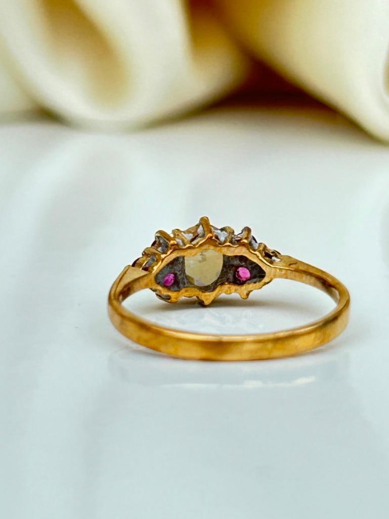 Sweet 9ct Gold Ruby and Opal Ring - 6