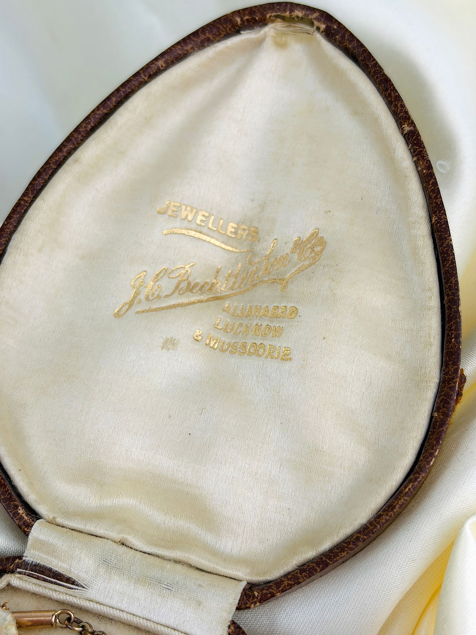 Antique Boxed Blue and White Enamel and Pearl Fringe Locket Back Pendant - 8