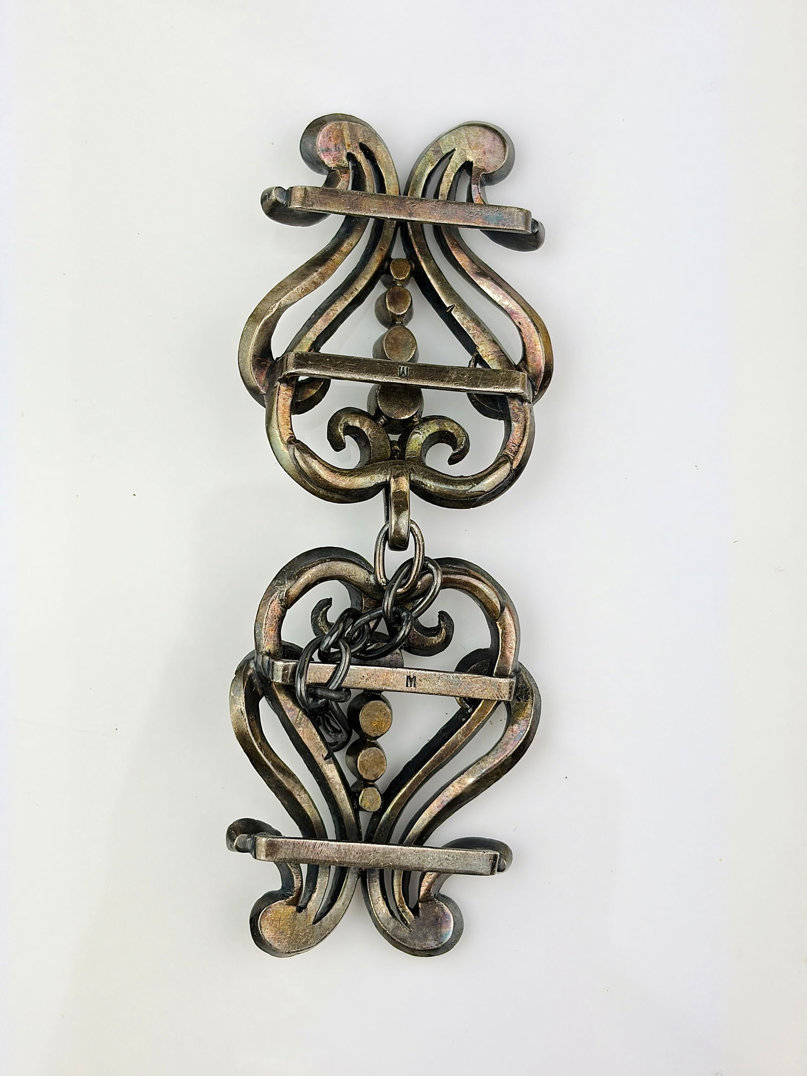 antique pair of large heavy paste buckles - 2