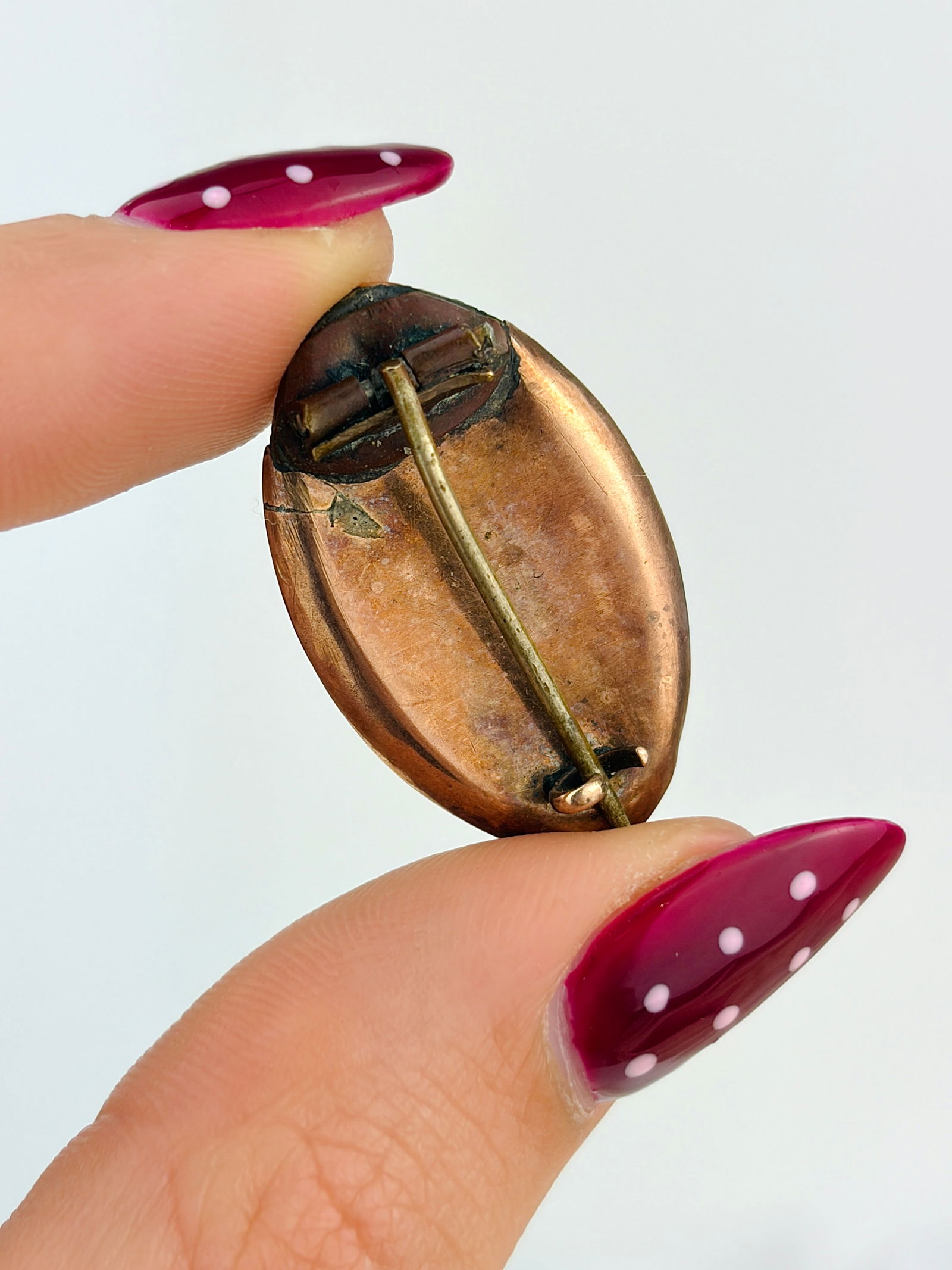 antique gold memorial hair and pearl navette shape brooch - 3