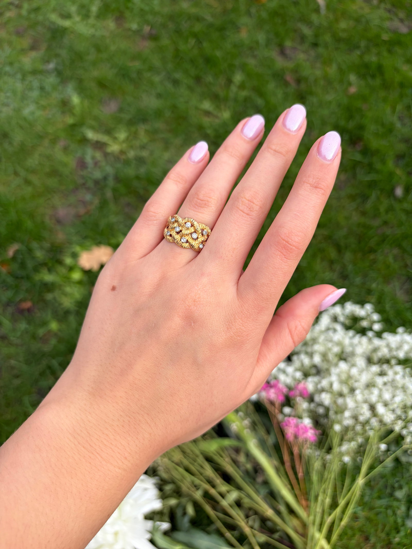 Vintage C.1973 Wide Crop & Farr Diamond and 18 Carat Gold Band Ring - 10