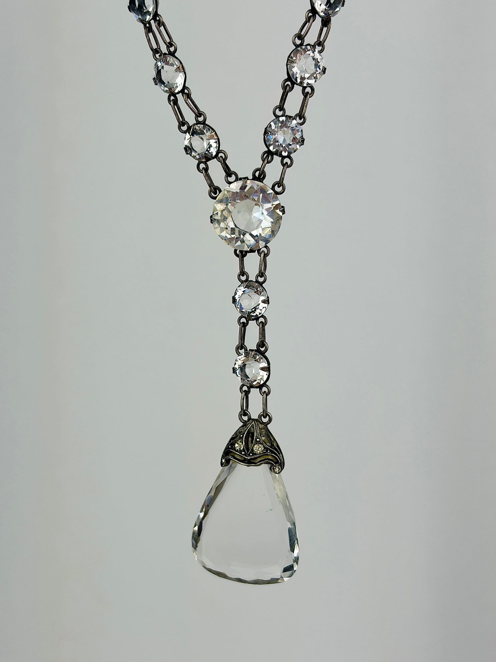antique silver paste necklace with drop pendant (1 of 6)
