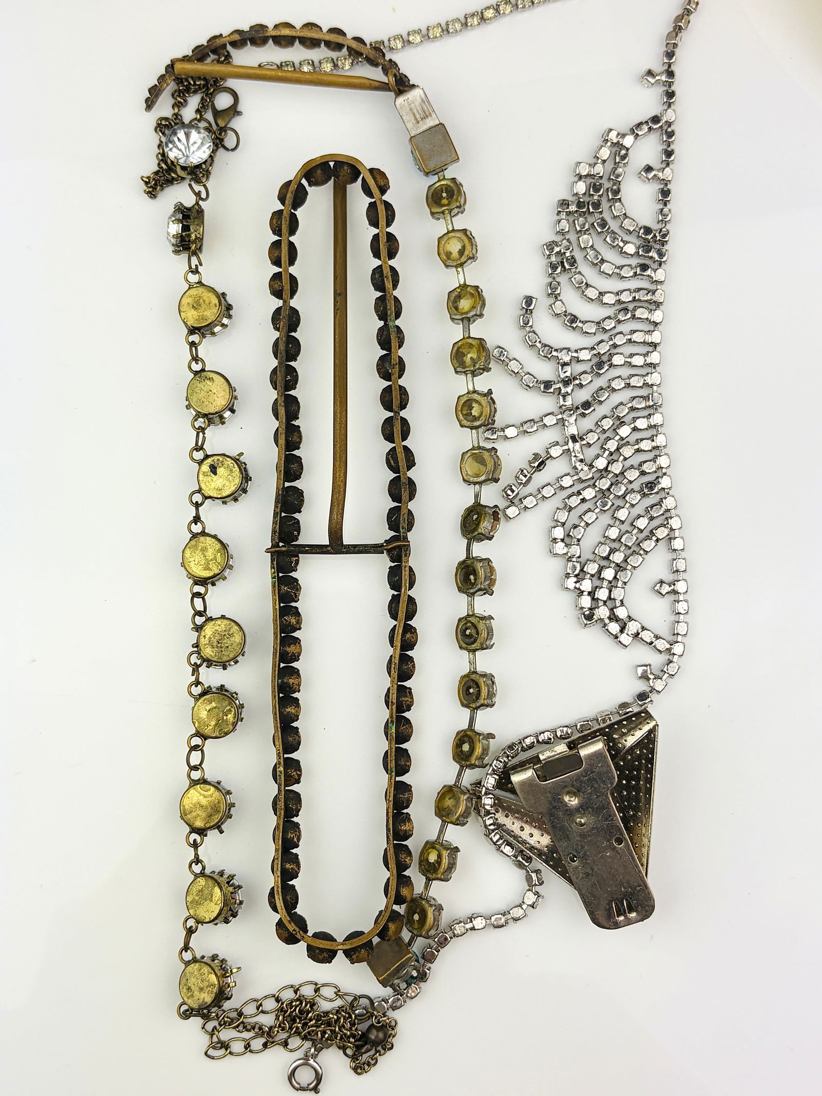 antique mixed lot of paste jewellery inc huge buckle and necklaces - 2