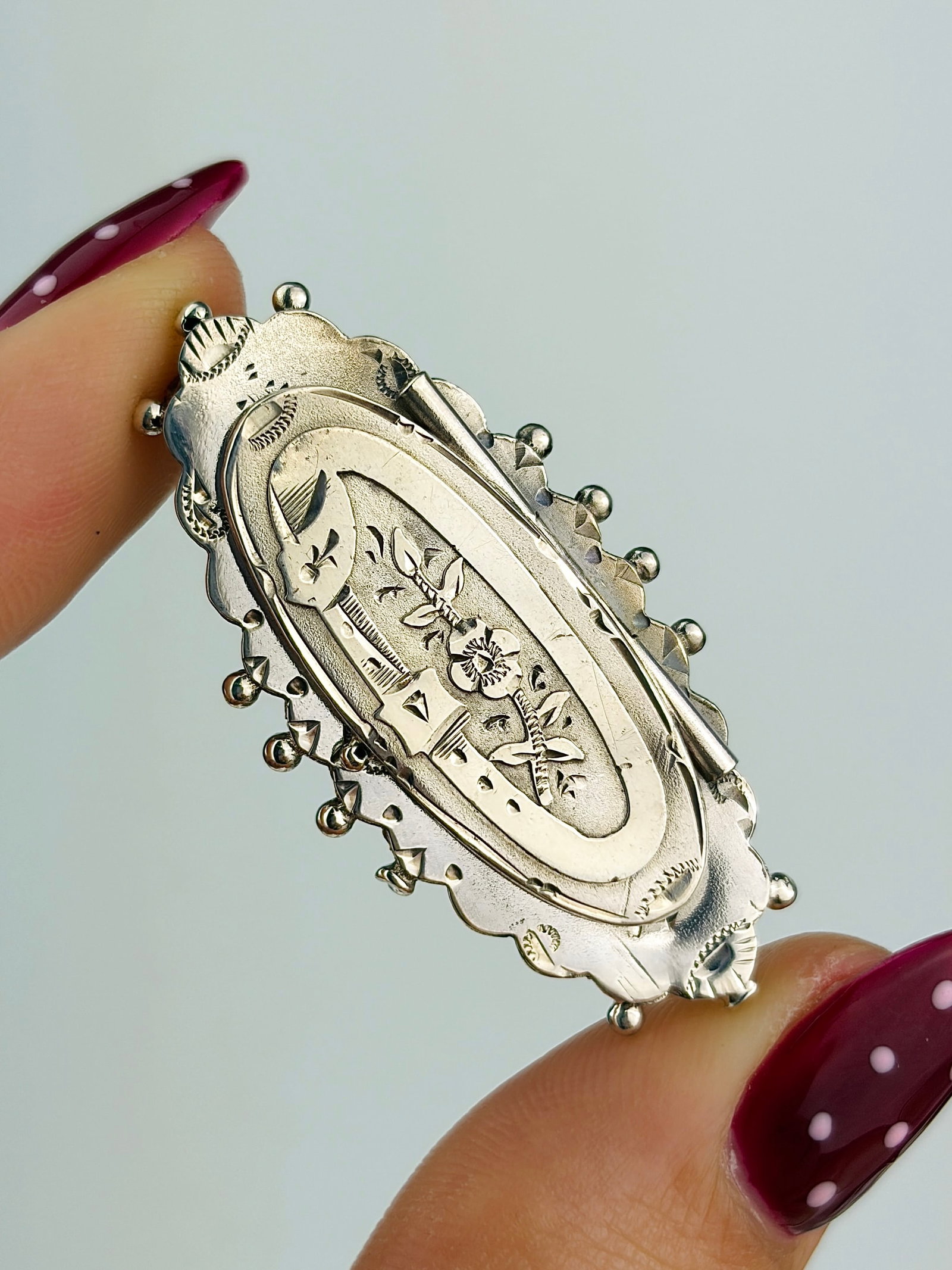 rare opening hidden compartment silver brooch antique c.1890 (1 of 4)