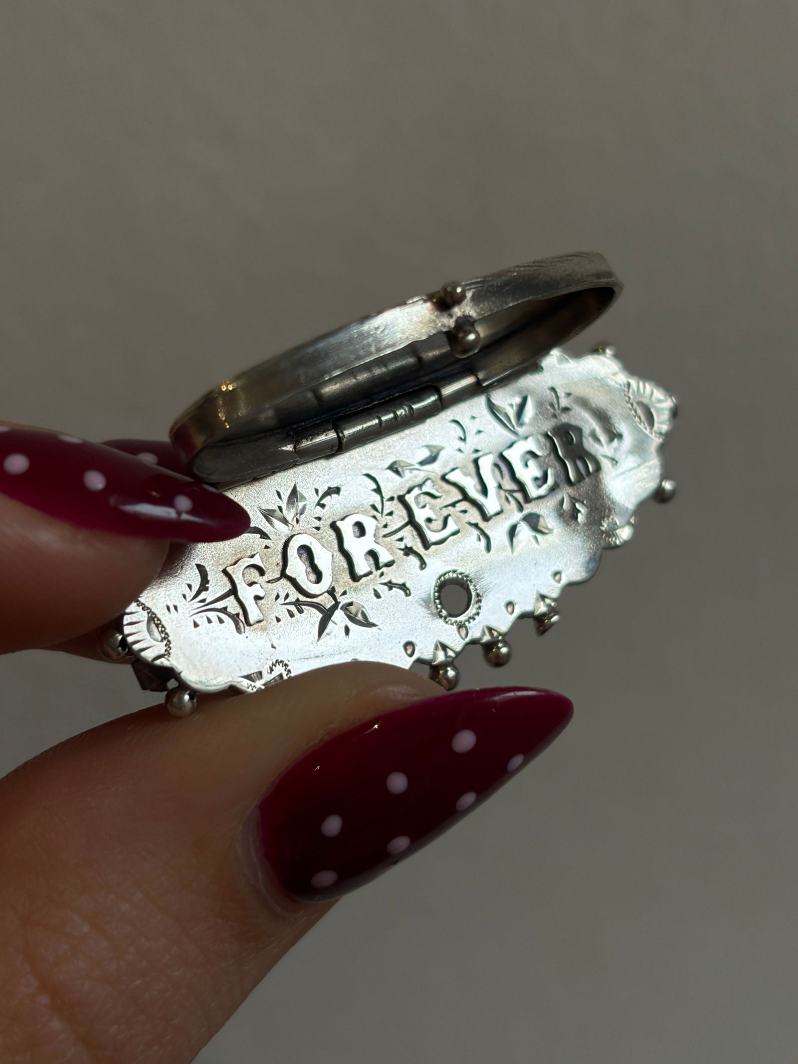 rare opening hidden compartment silver brooch antique c.1890 - 4