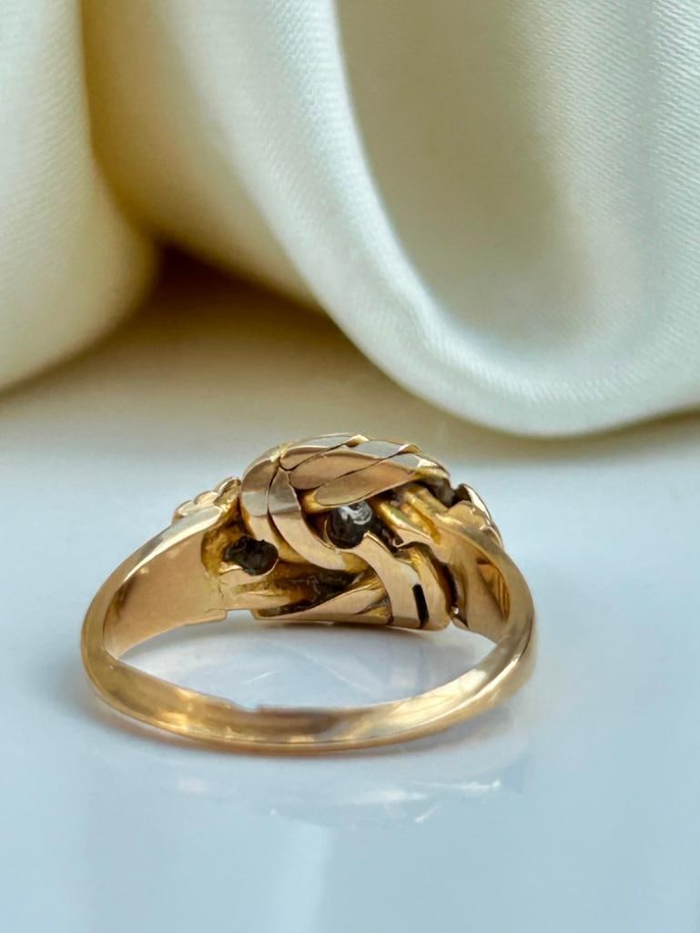 18ct Yellow Gold Diamond 3 Stone Chunky Twist Ring - 7