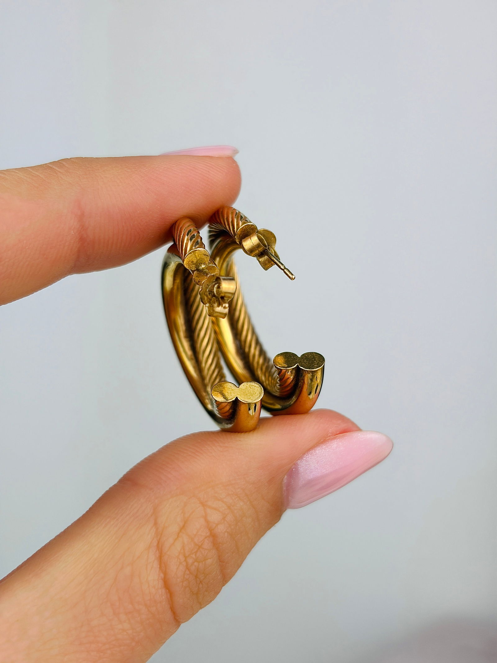 Vintage 9ct Yellow Gold Double Hoop Earrings - 3