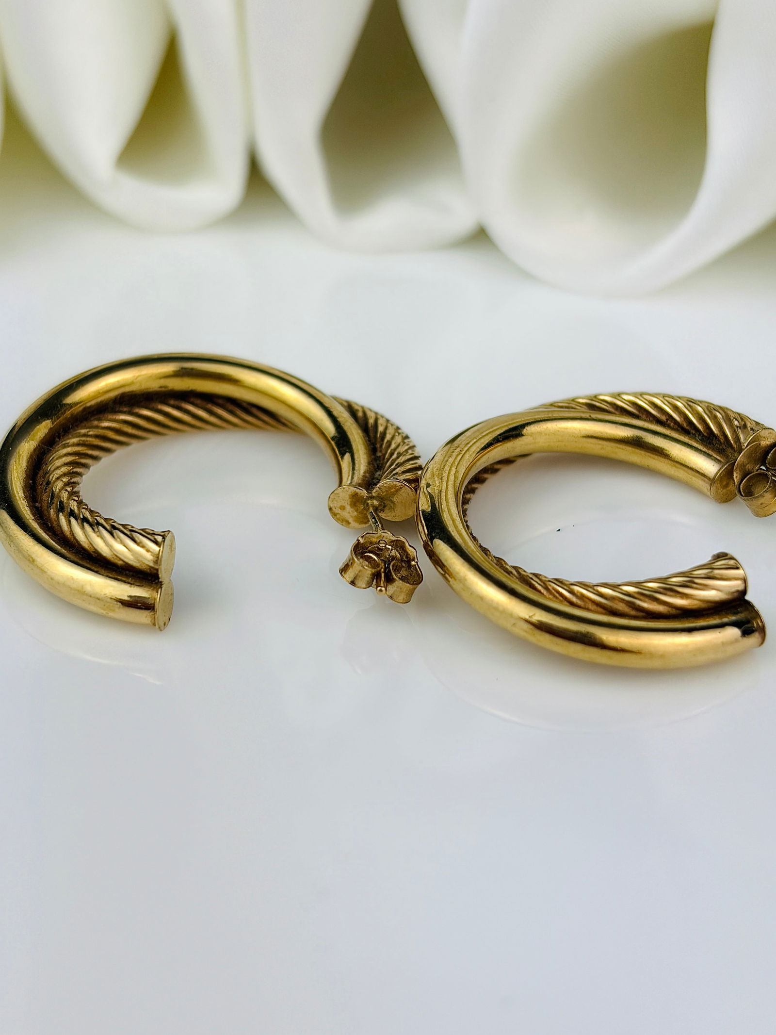 Vintage 9ct Yellow Gold Double Hoop Earrings - 4