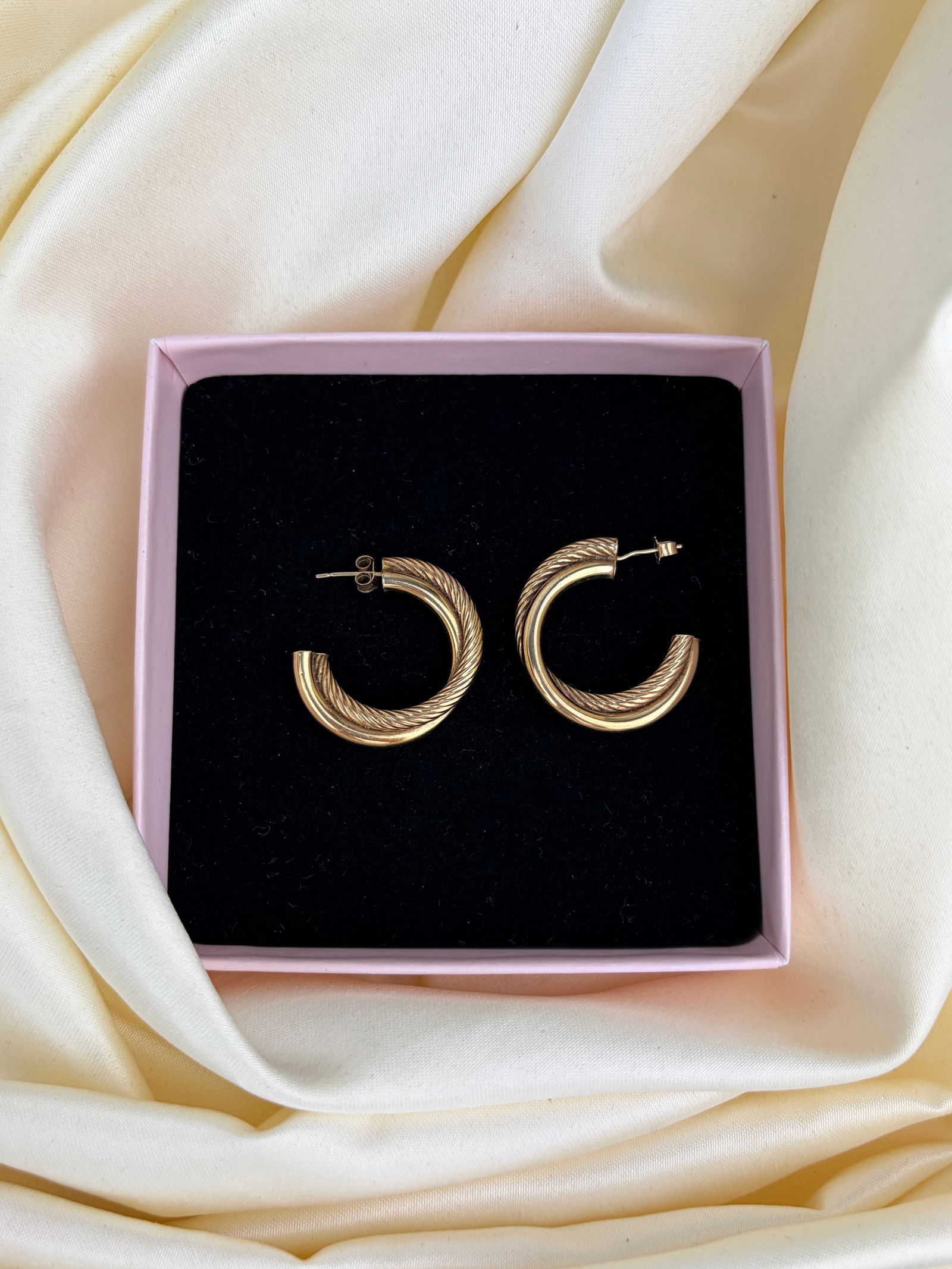 Vintage 9ct Yellow Gold Double Hoop Earrings - 7