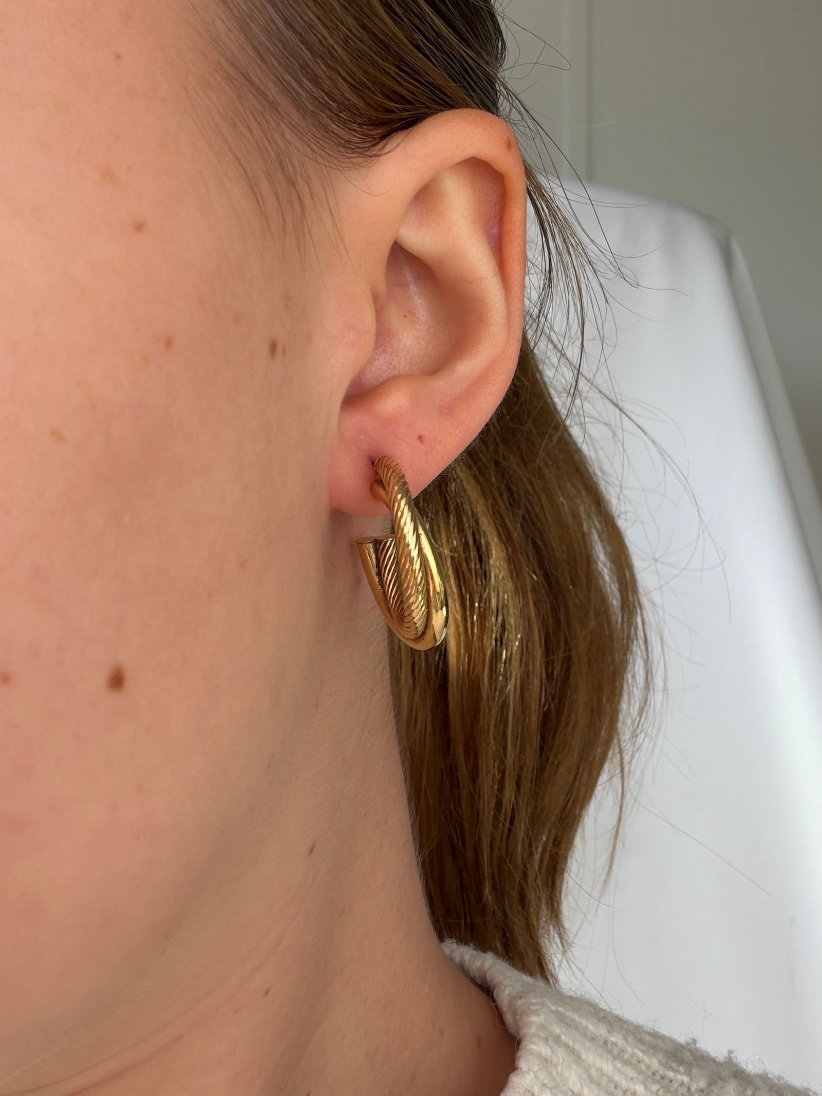 Vintage 9ct Yellow Gold Double Hoop Earrings - 8