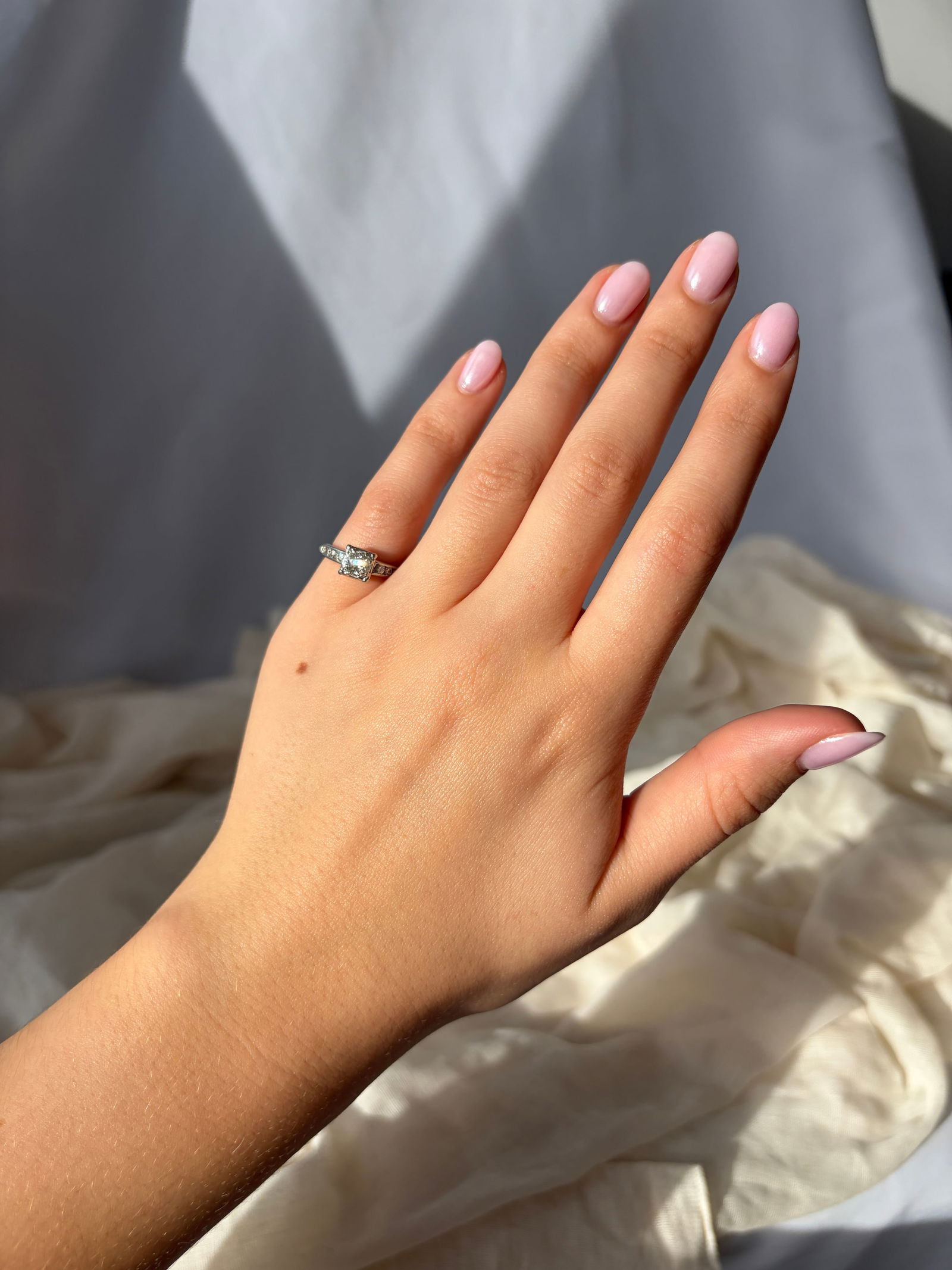 Antique Platinum Diamond Solitaire Engagement Style Ring - 9