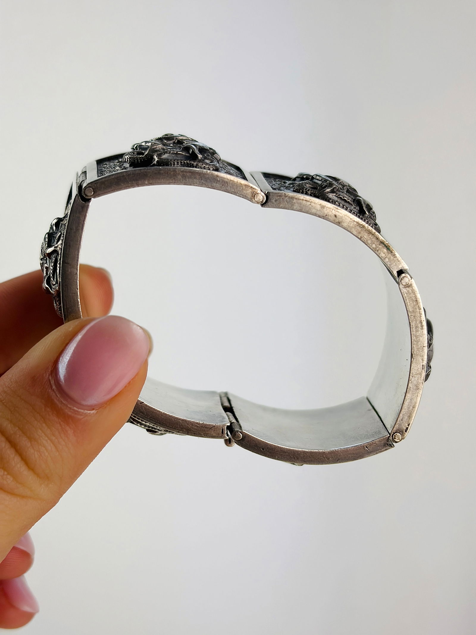 unusual chunky silver bangle bracelet - 2