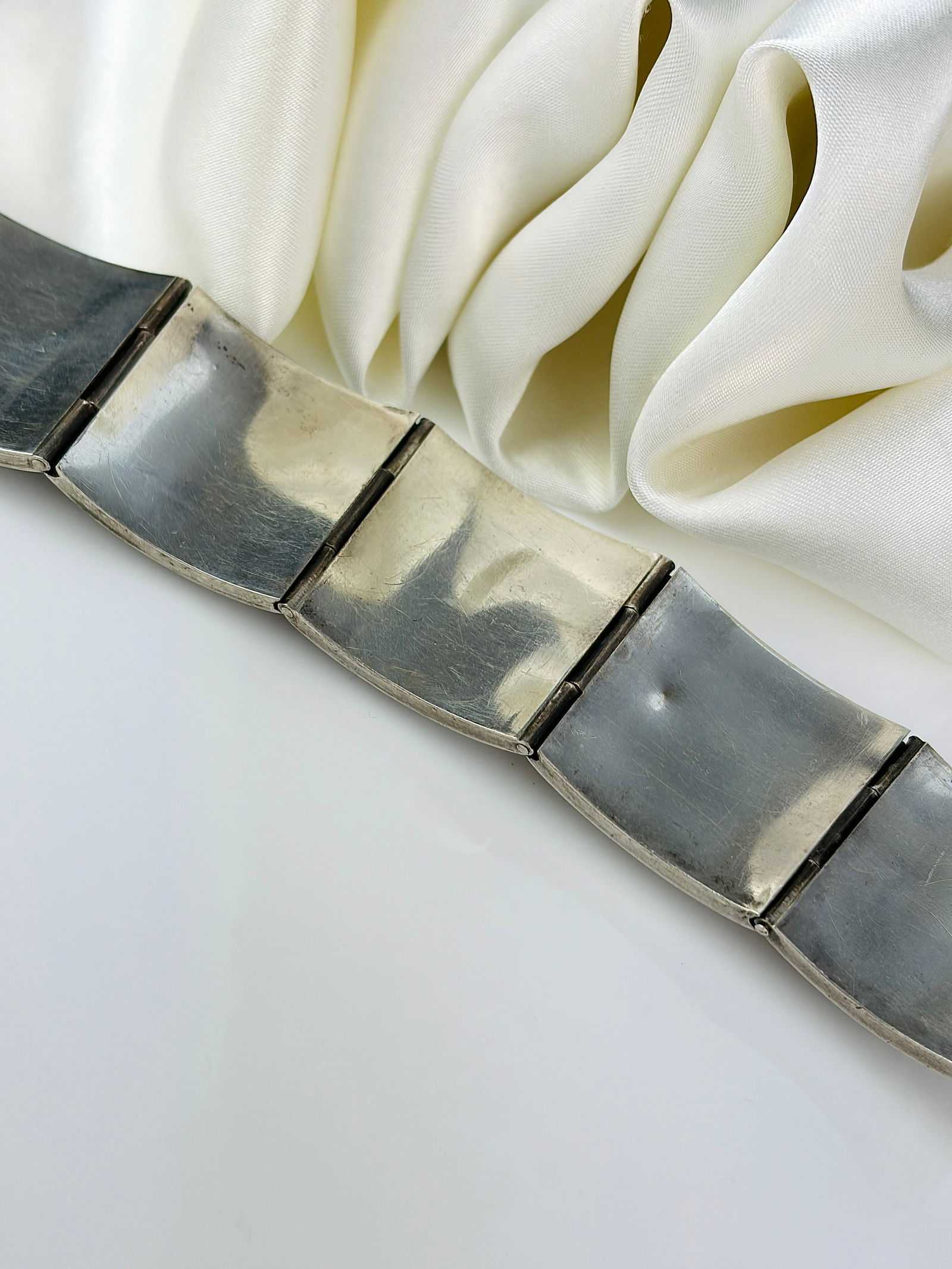 unusual chunky silver bangle bracelet - 6