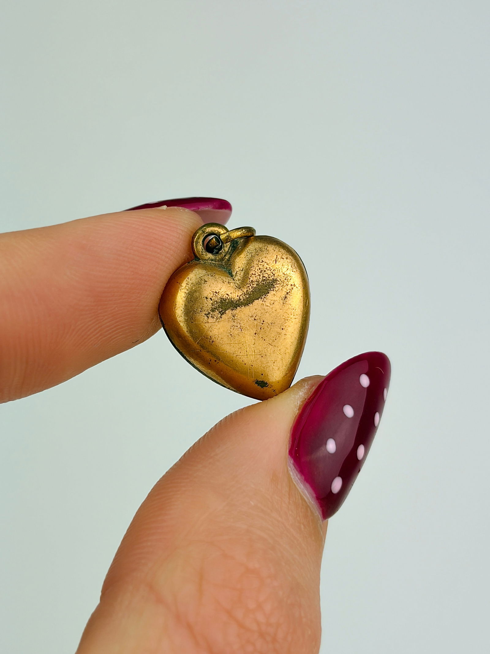 antique yellow metal turquoise turquoise heart pendant - 5