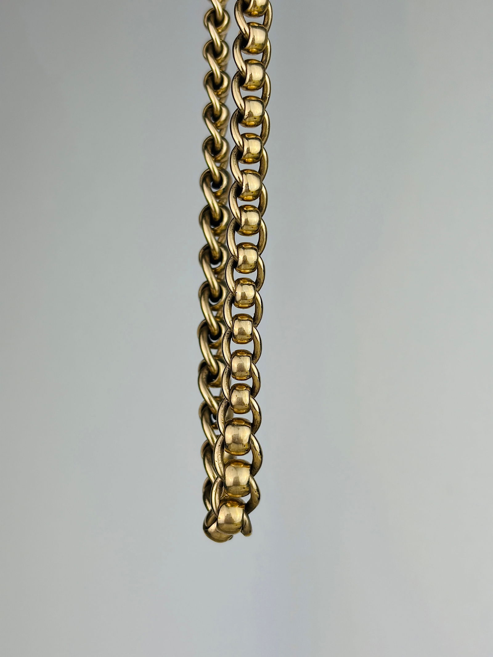 Vintage 9ct Gold Heavy Rollerball Chain Necklace with Large Lobster Clasp - 2