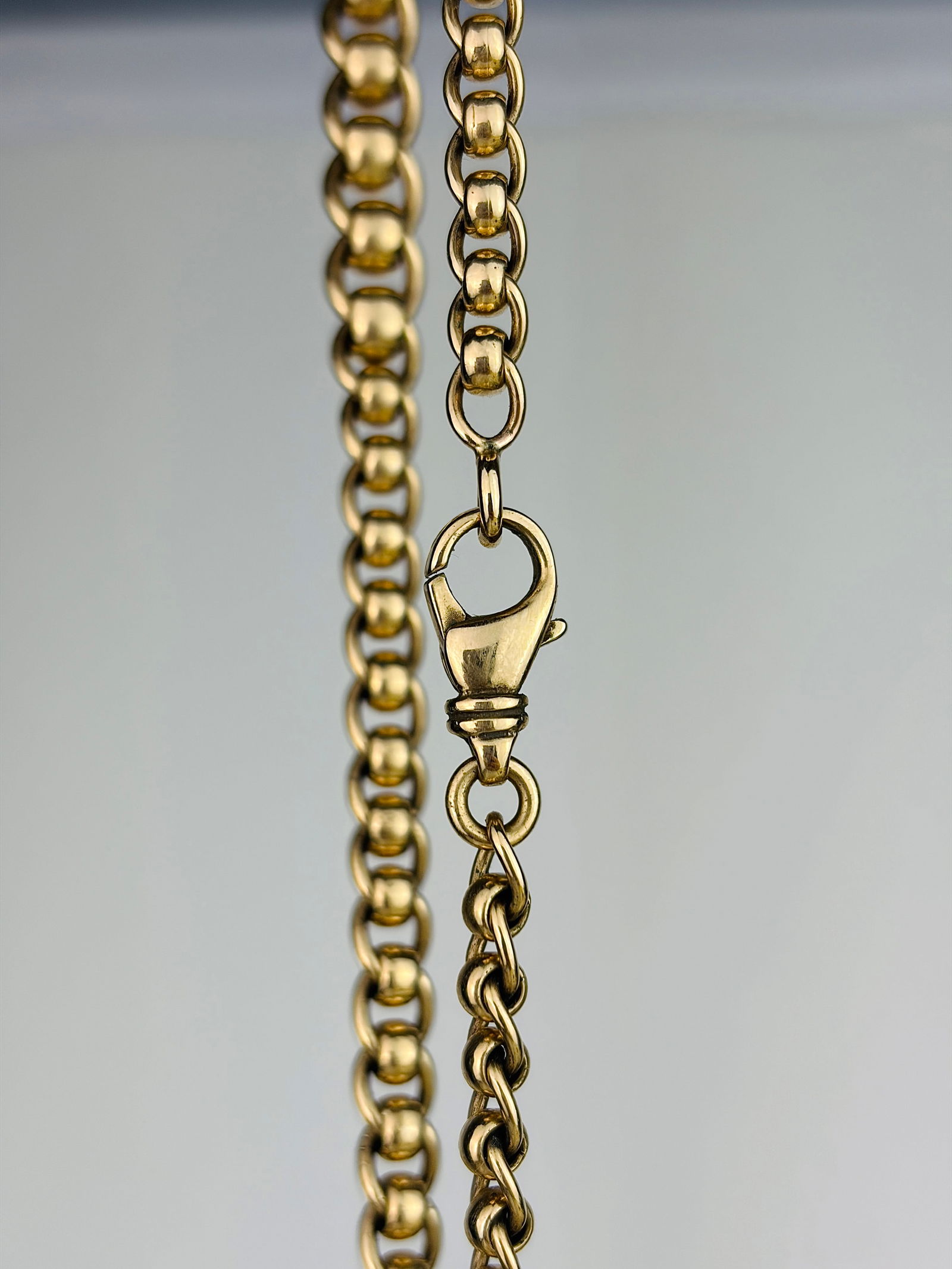 Vintage 9ct Gold Heavy Rollerball Chain Necklace with Large Lobster Clasp - 3