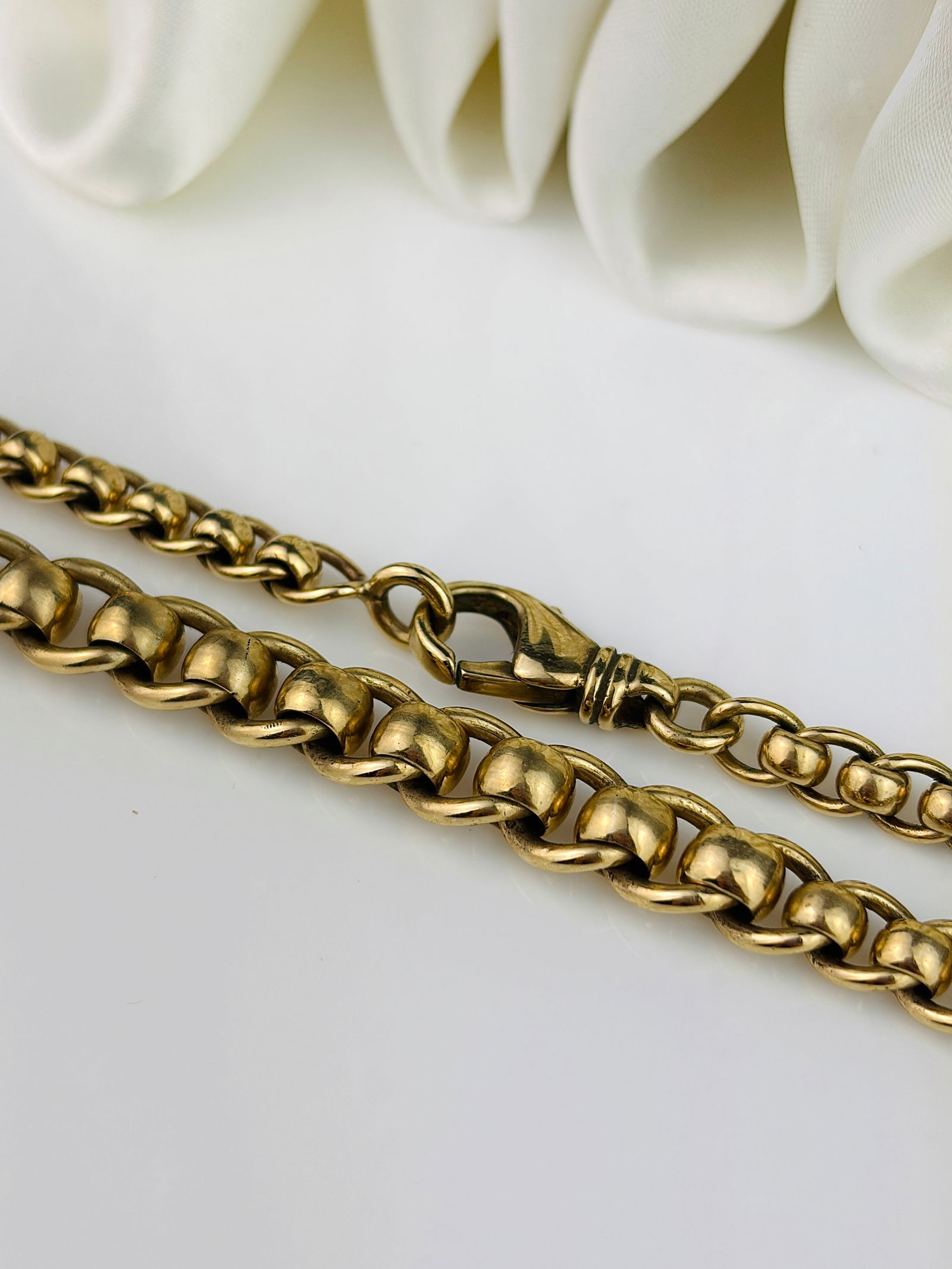 Vintage 9ct Gold Heavy Rollerball Chain Necklace with Large Lobster Clasp - 5